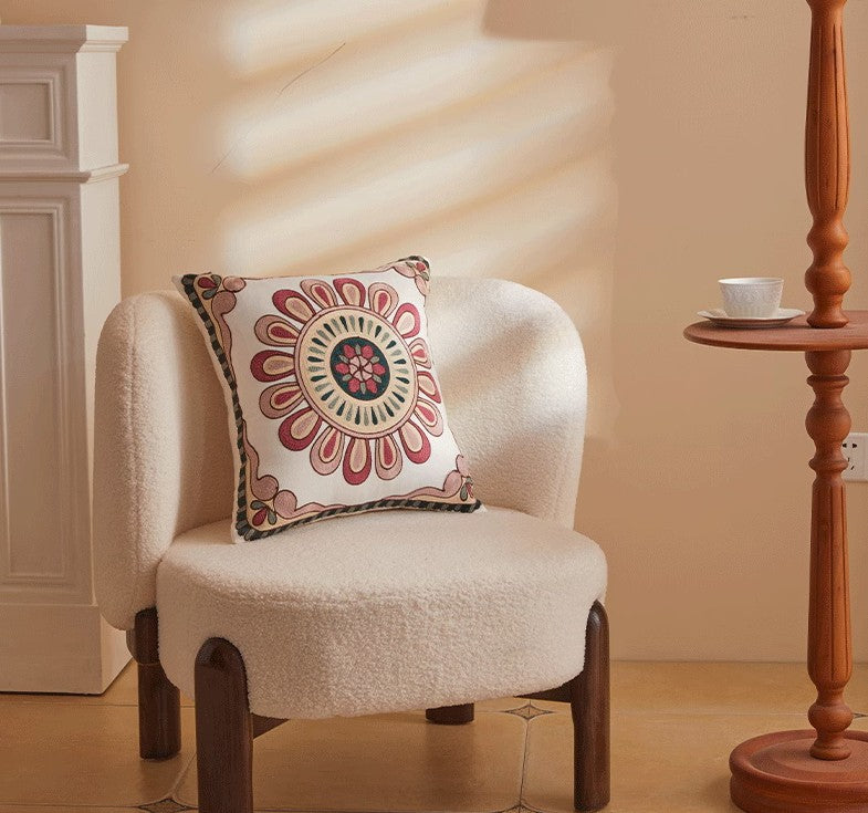 Embroidered Floral Cotton Throw Pillow Covers for Couch - Farmhouse Decorative Sofa Pillows, Soft & Stylish Home Decor for Living Room, Bedroom, and Dorm