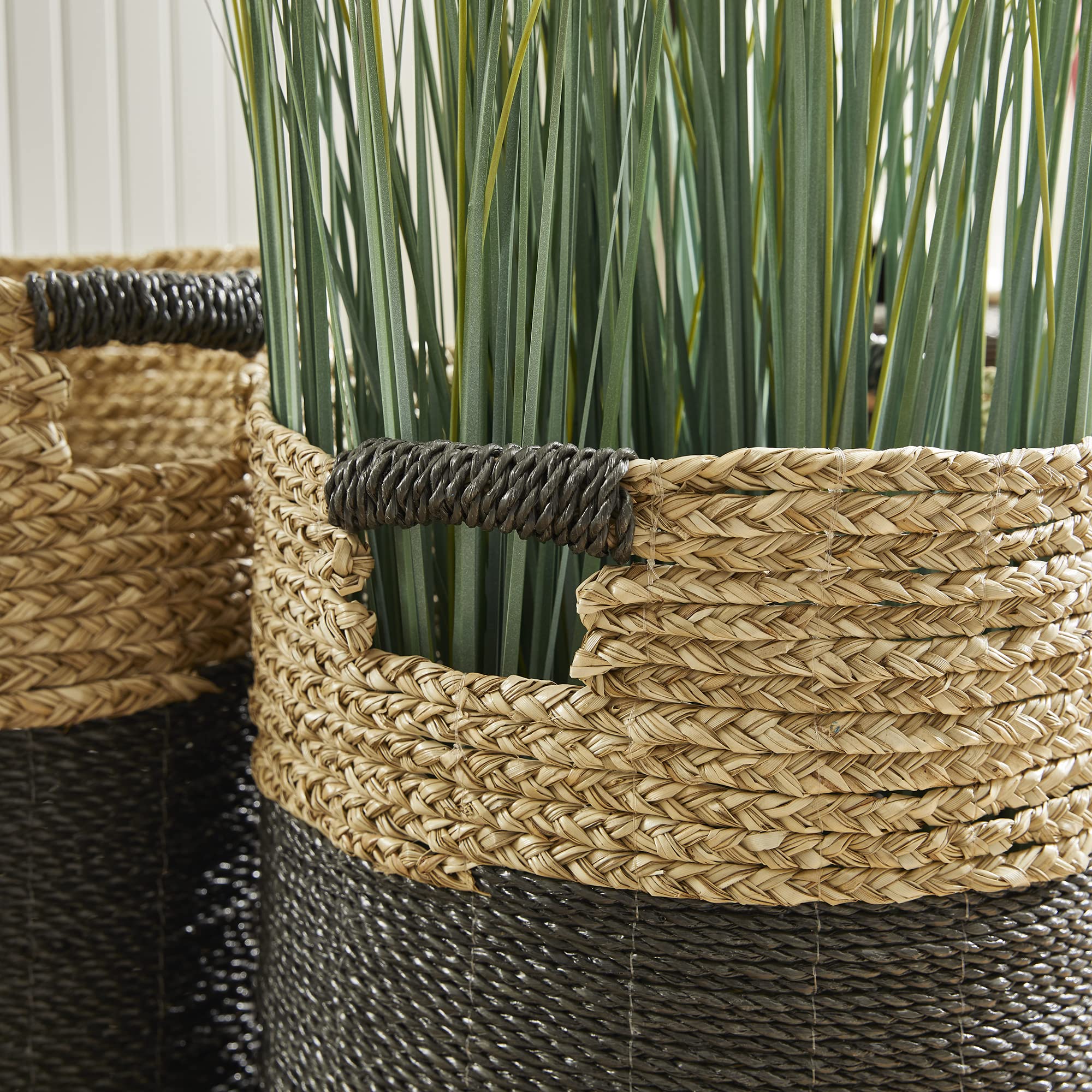 Napa Madura Hamper Baskets Set of 2 - Black/Natural for Home Storage