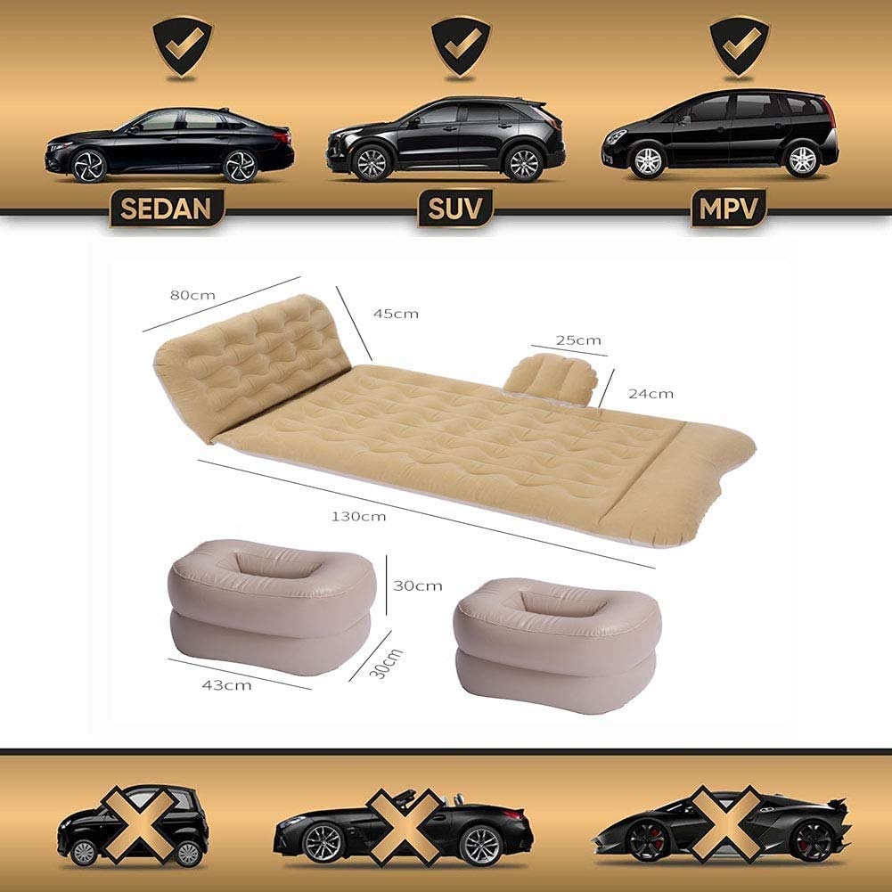 **Thickened SUV Air Mattress - Double-Sided Flocking Travel & Camping Pad - Portable Air Bed for Outdoor Sleeping, Hiking, Road Trips - Blue**