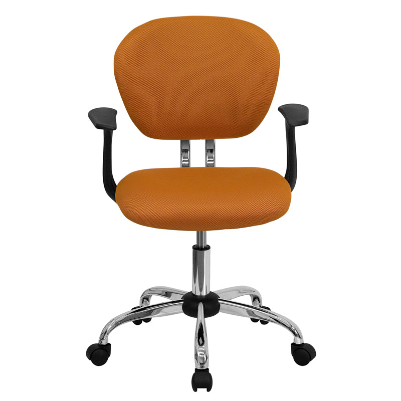 FLASH Beverly Mid Back Black Mesh Office Chair with Padded Seat, Swivel & Adjustable Height, Chrome Base & Arms - Ergonomic Desk Chair for Home & Office Workspace