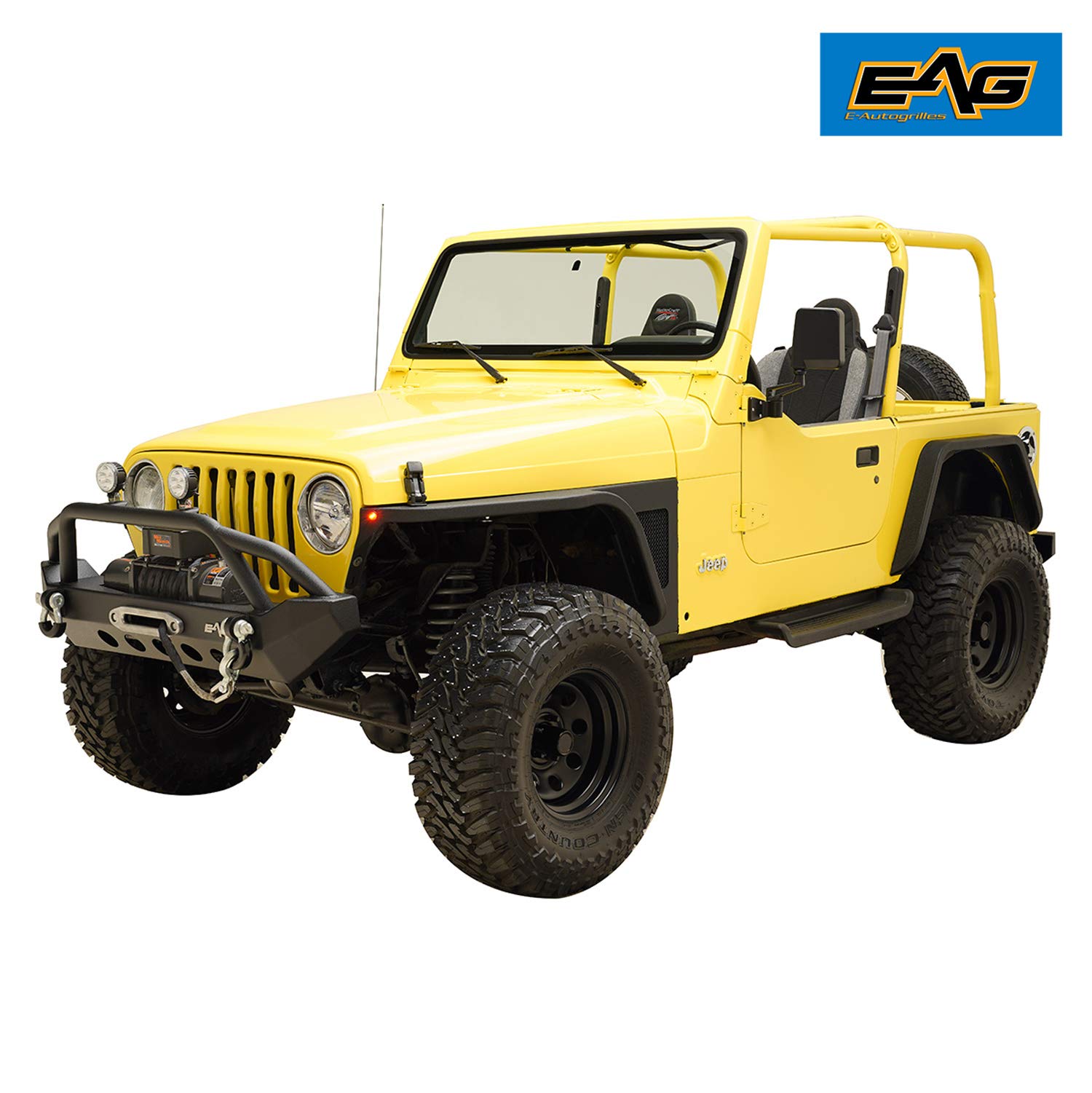 EAG Steel Front Fender Flare with LED Lights for Jeep Wrangler TJ 1997-2006 | Off-Road Accessories for Enhanced Style & Protection