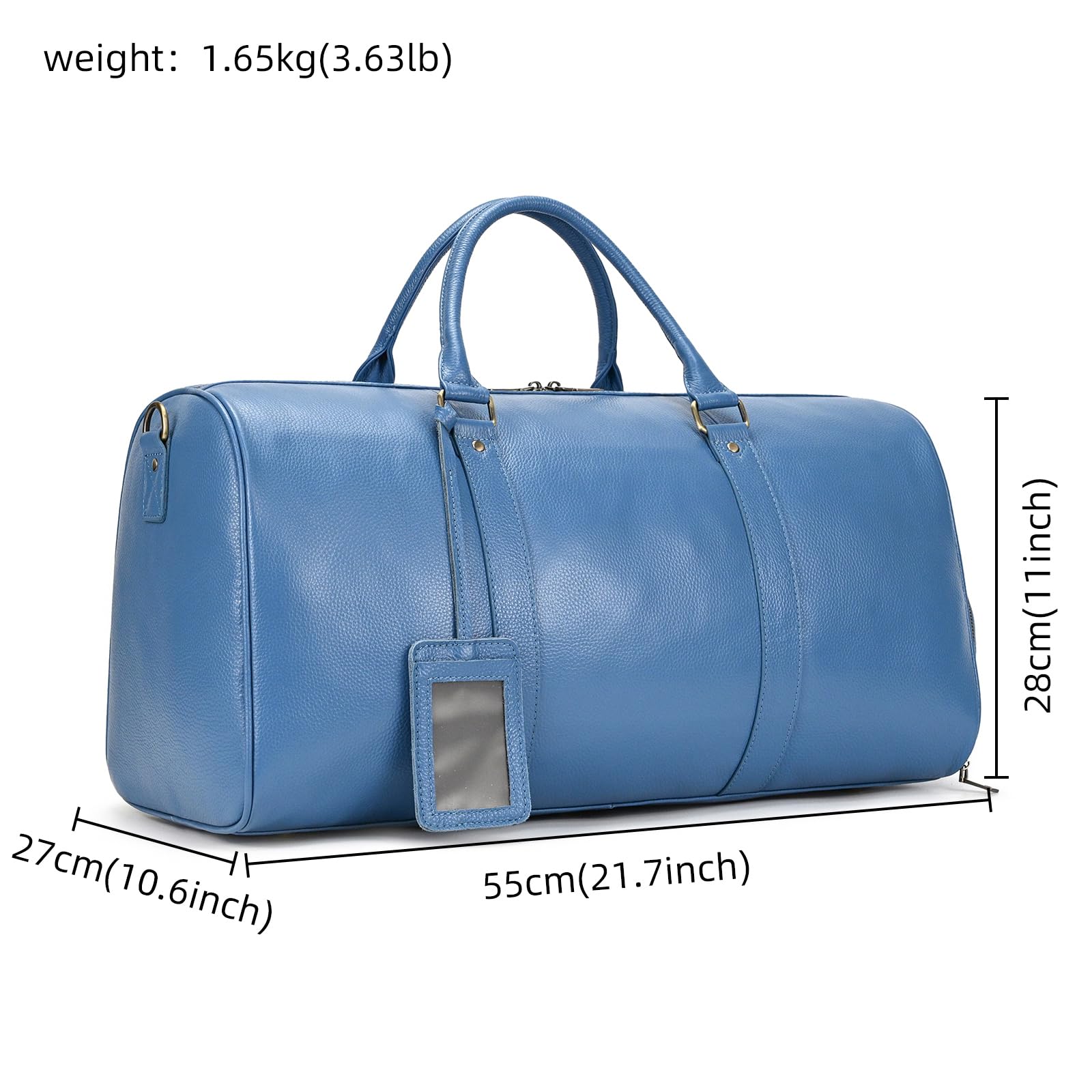 Premium Genuine Leather Weekender Bag for Men & Women - Large Capacity Vintage Travel Duffel - Retro Blue Overnight Bag - Perfect for Business Trips, Weekend Getaways & Gym Essentials