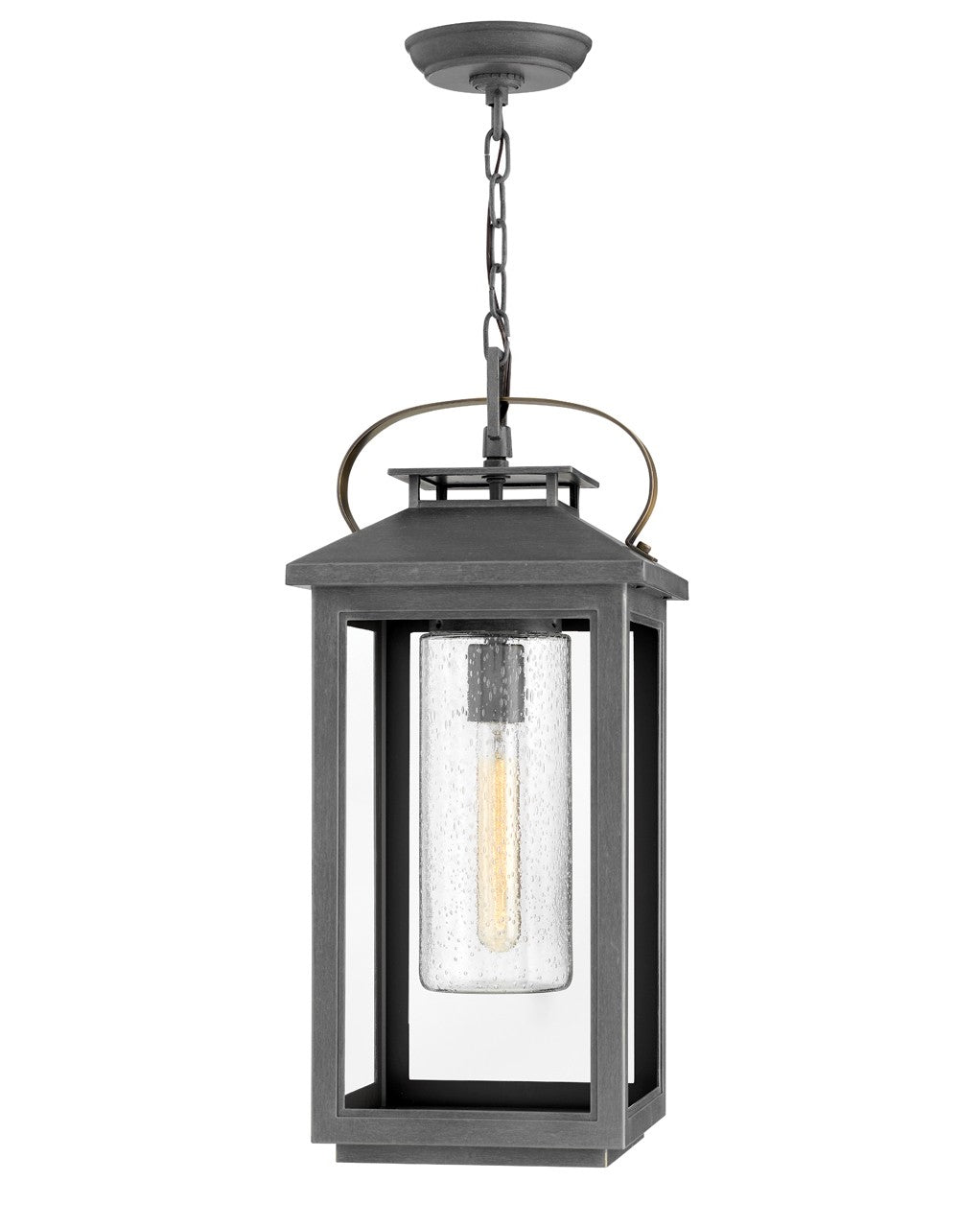 Atwater LED Hanging Lantern in Ash Bronze - Outdoor/Indoor Decorative Lighting for Patio, Garden, Porch & Entryway
