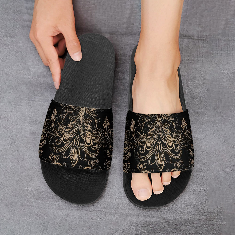 Gothic Bronze Pattern PVC Sandals for Women - Stylish & Comfortable Summer Beach Walking Shoes for Outdoor, Vacation, and Casual Wear