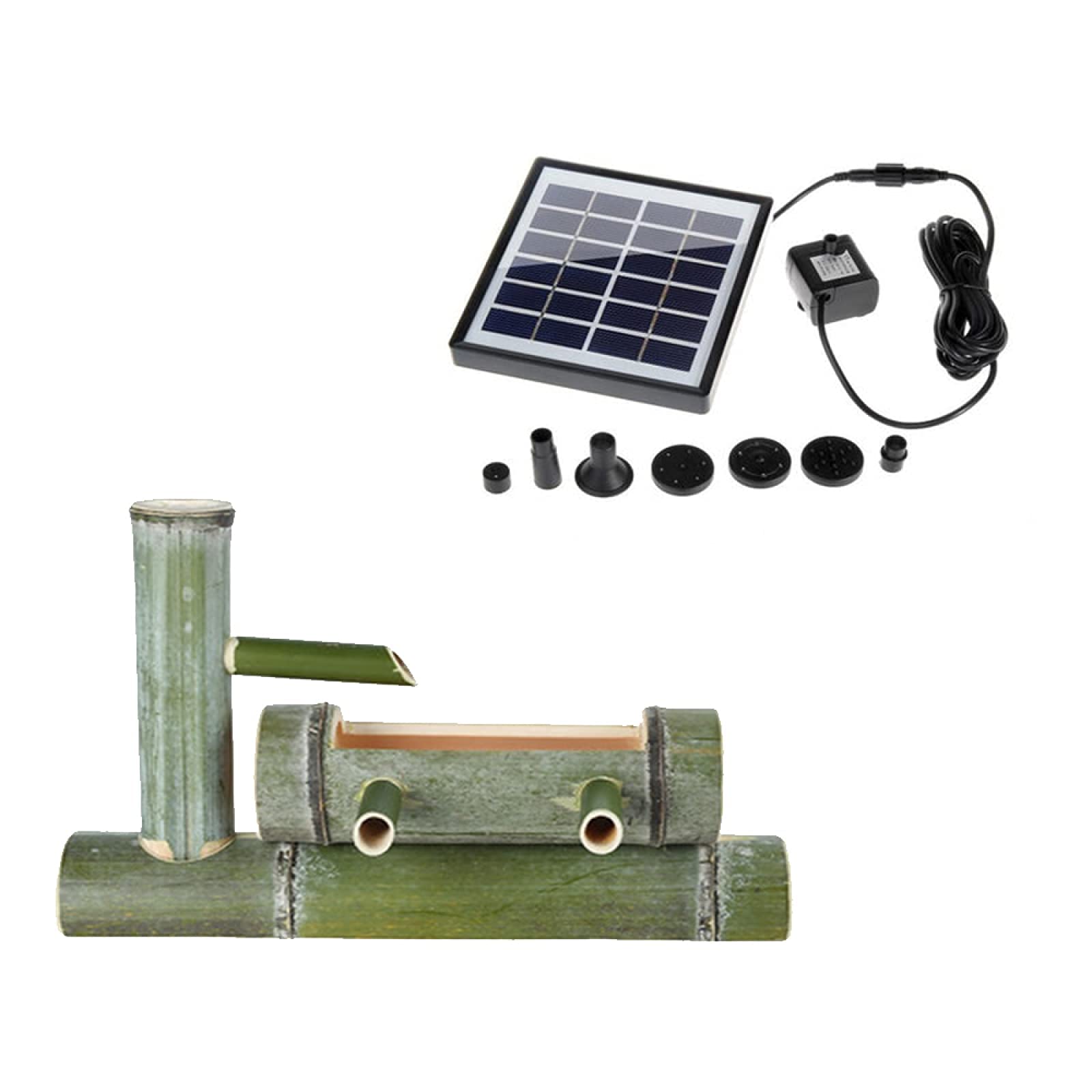 Solar Powered Bamboo Fountain - Outdoor Water Feature for Garden, Fish Tank & Landscaping | Relaxing Water Jet, Lucky Wind Wheel & Natural Humidifier | Perfect for Patio, Backyard & Zen Decor