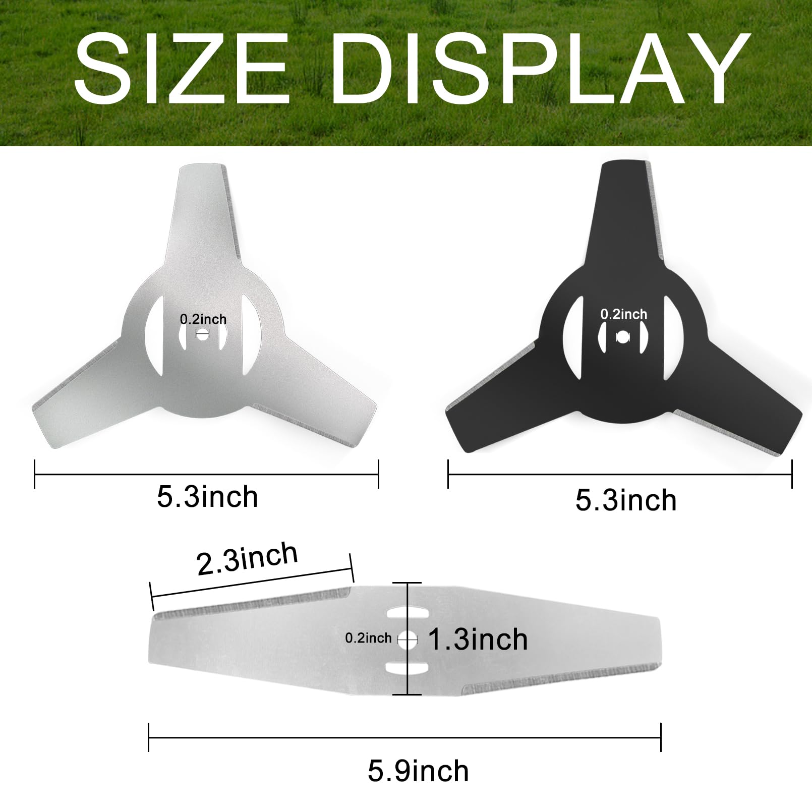 IRmm 3 Pack Grass Trimmer Blade Heads Replacement - 3 Teeth Blades & 1 Metal Brush Cutter Blade for Electric Lawn Mowers & Weed Eaters - Perfect for Lawn Care, Yard Maintenance & Professional Landscaping