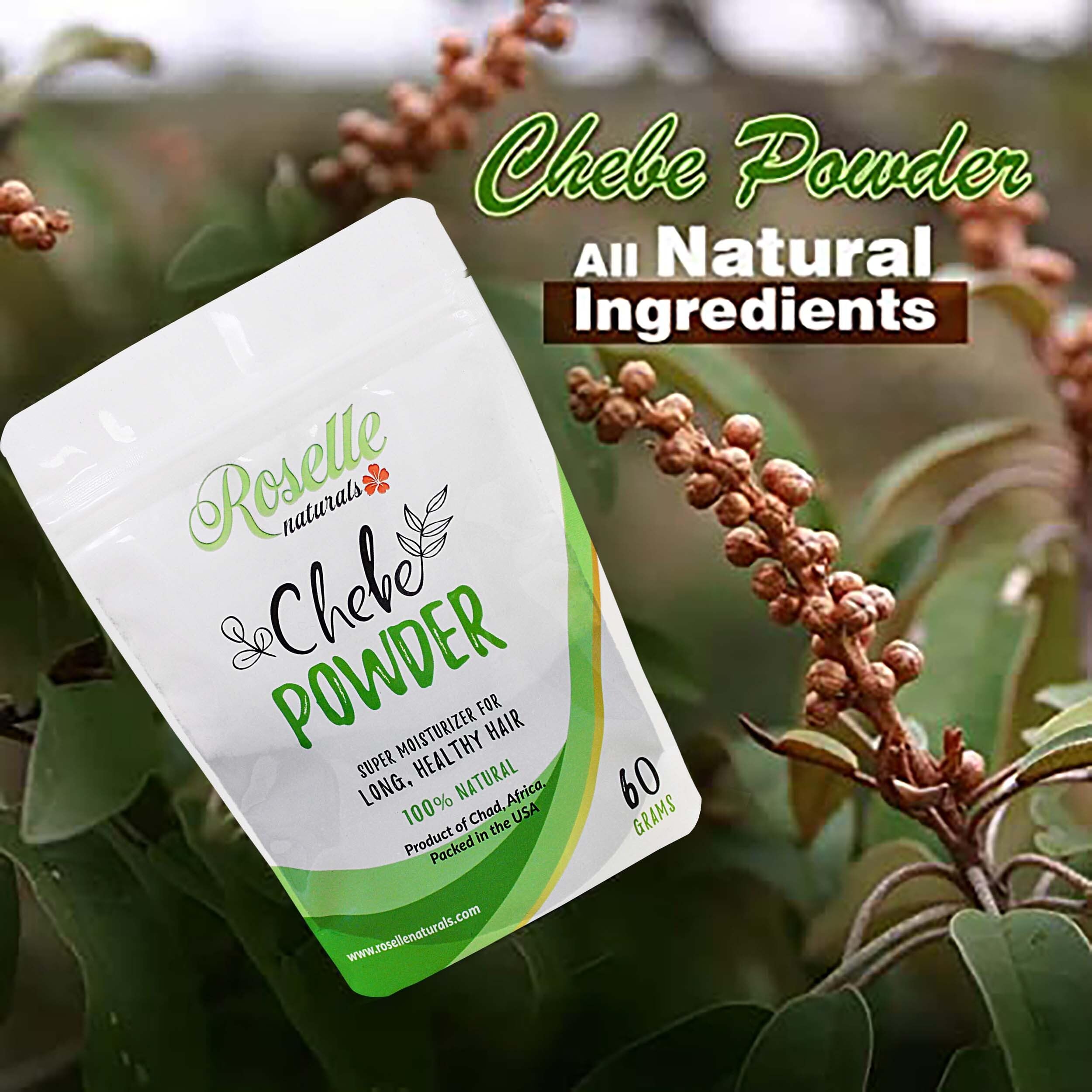Organic Chebe Powder from Chad, Africa - 60g Natural Hair Growth Treatment | Deep Moisturizing Chebe Hair Mask for Length Retention & Scalp Health | Perfect for Natural, Curly, Braided & Protective Styles