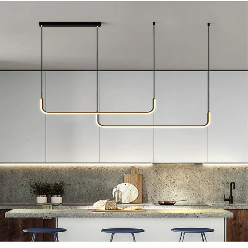 Alain Modern LED Linear Chandelier - Sleek Contemporary Crystal Pendant Light Fixture for Dining Room, Bedroom, Living Room & Kitchen Lighting Decor