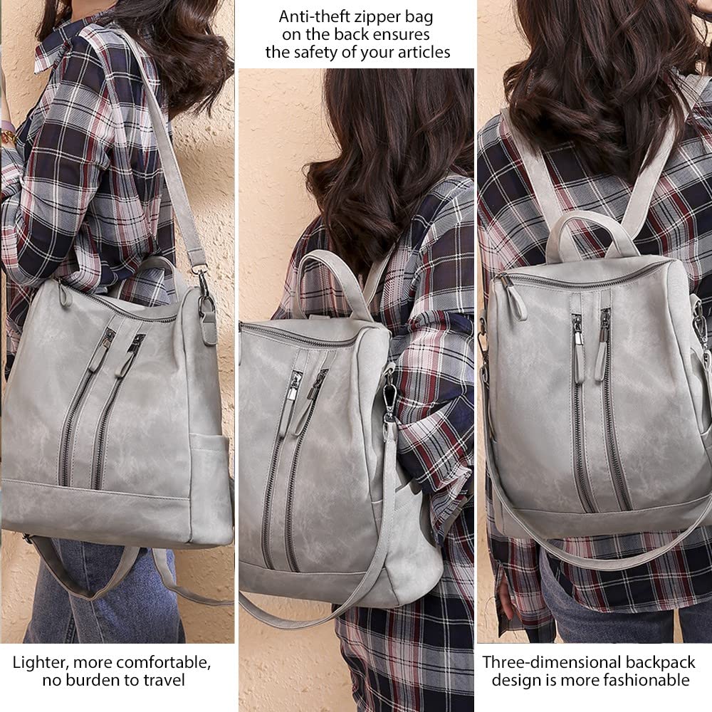 Stylish Women's Leather Backpack Purse - Small Waterproof Anti-Theft Shoulder Bag Handbag for Daily Commute, Travel & Shopping