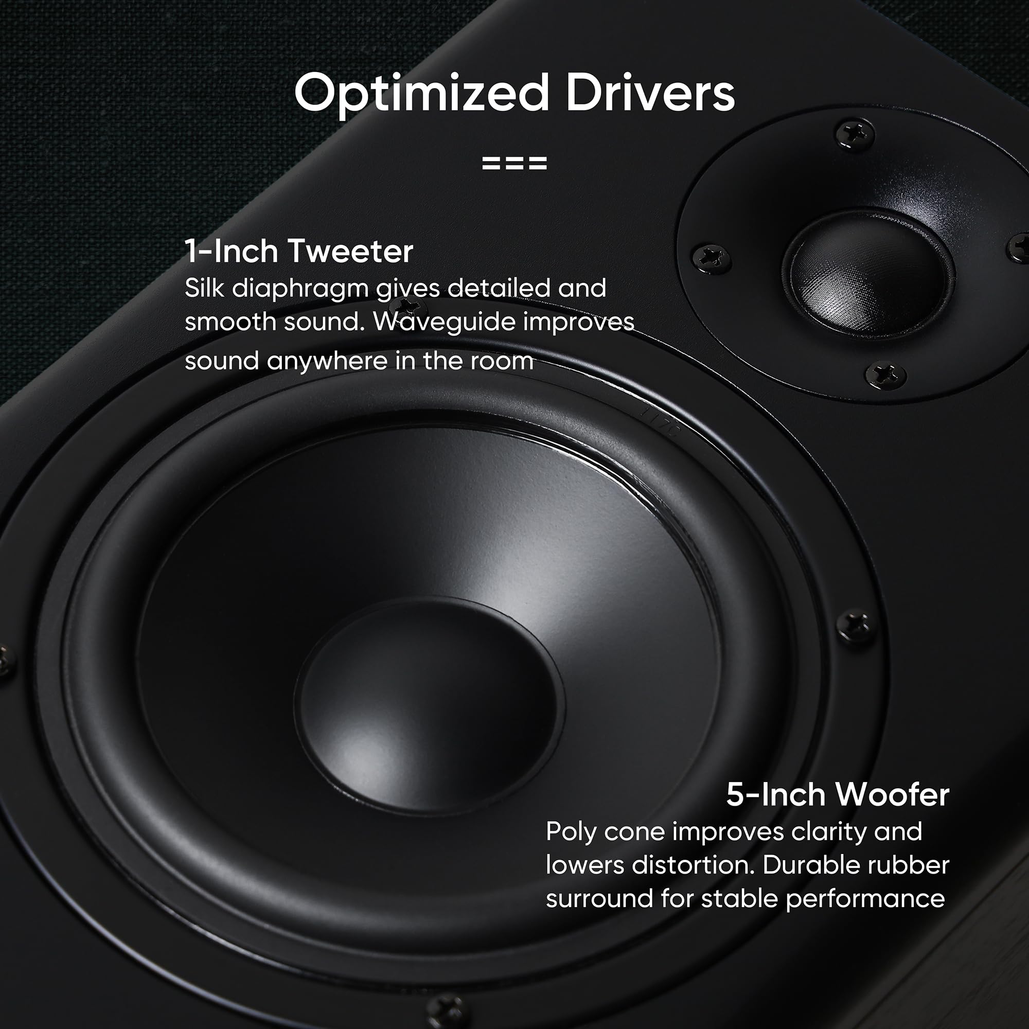 NEUMI BS5P-ARC 75W Powered Bookshelf Speakers - Bluetooth, HDMI, USB, Optical & Coaxial Inputs with Remote - 5