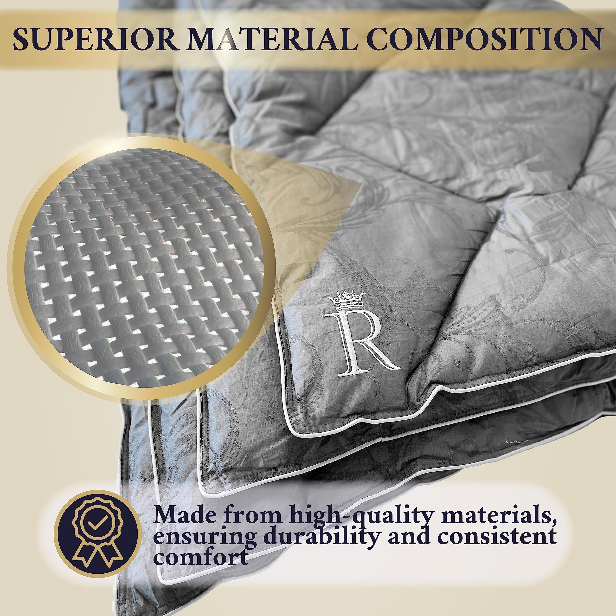 Royal Therapy Twin Size Comforter - Grey Down Alternative Duvet Insert for Bedding | Soft & Cozy Blanket for All Seasons - Perfect for Kids, Teens & Guest Rooms