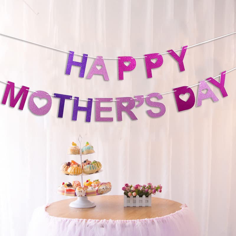 Happy Mother's Day Banner & Garland - Premium Mother's Day Party Decorations for Brunch, Home & Office Celebrations - Perfect for Mother's Day Signs, Party Supplies & Festive Decor