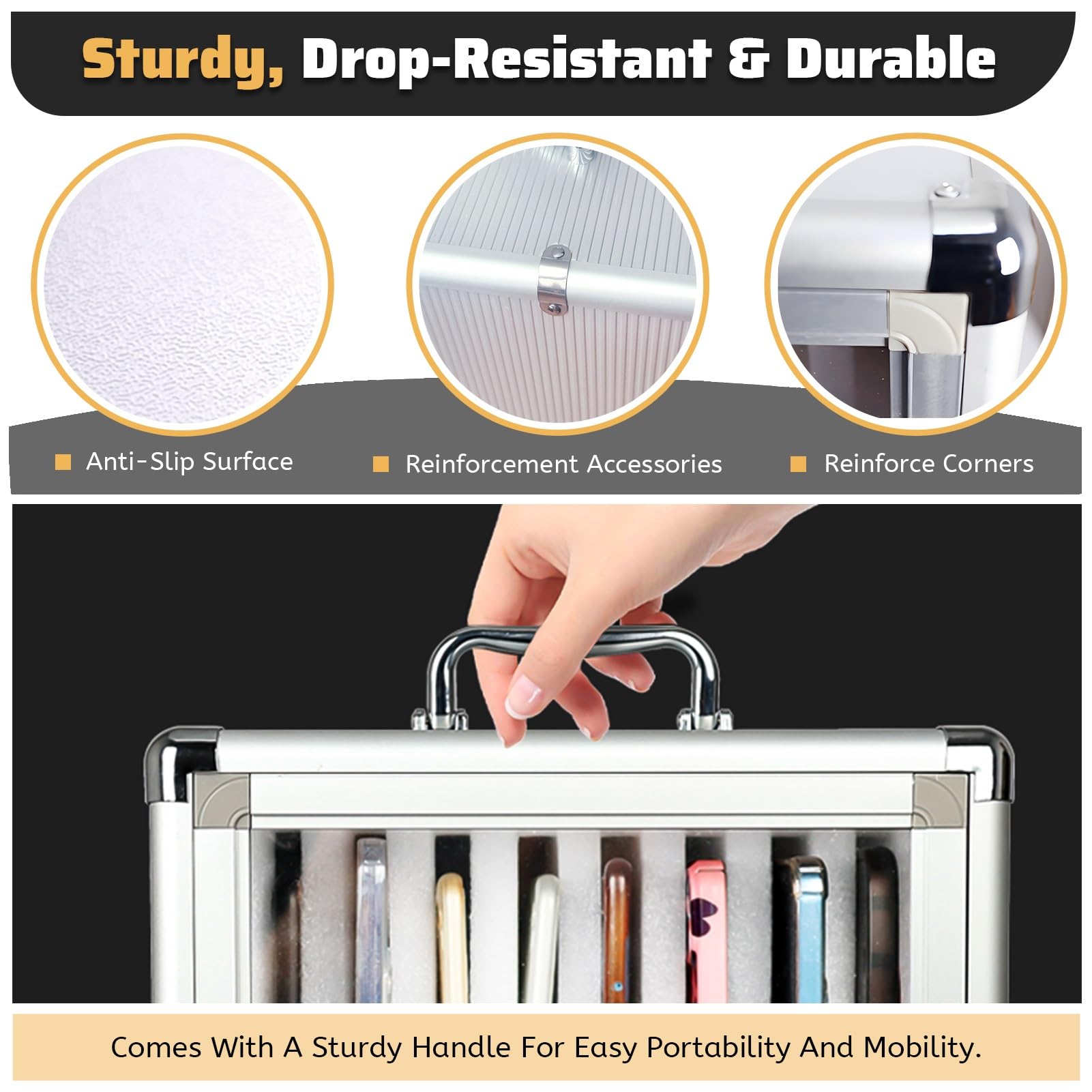 60-Slot Silver Wall-Mounted Lockable Storage Box for Phones & Keys - Secure Classroom, Office, and Home Organization Solution - Perfect for Teacher's Desk, Retail Counter, and Workplace Security