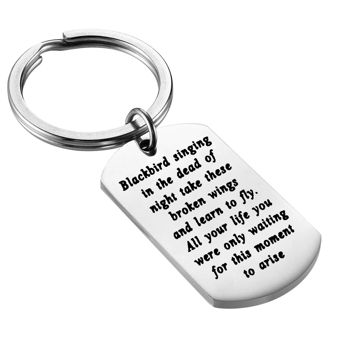 FEELMEM Blackbird Singing Song Quote Keychain - Inspirational Lyrics Jewelry Gift for Music Lovers, Best Friend, Birthday (Perfect for Keychains, Backpacks, Gifts)