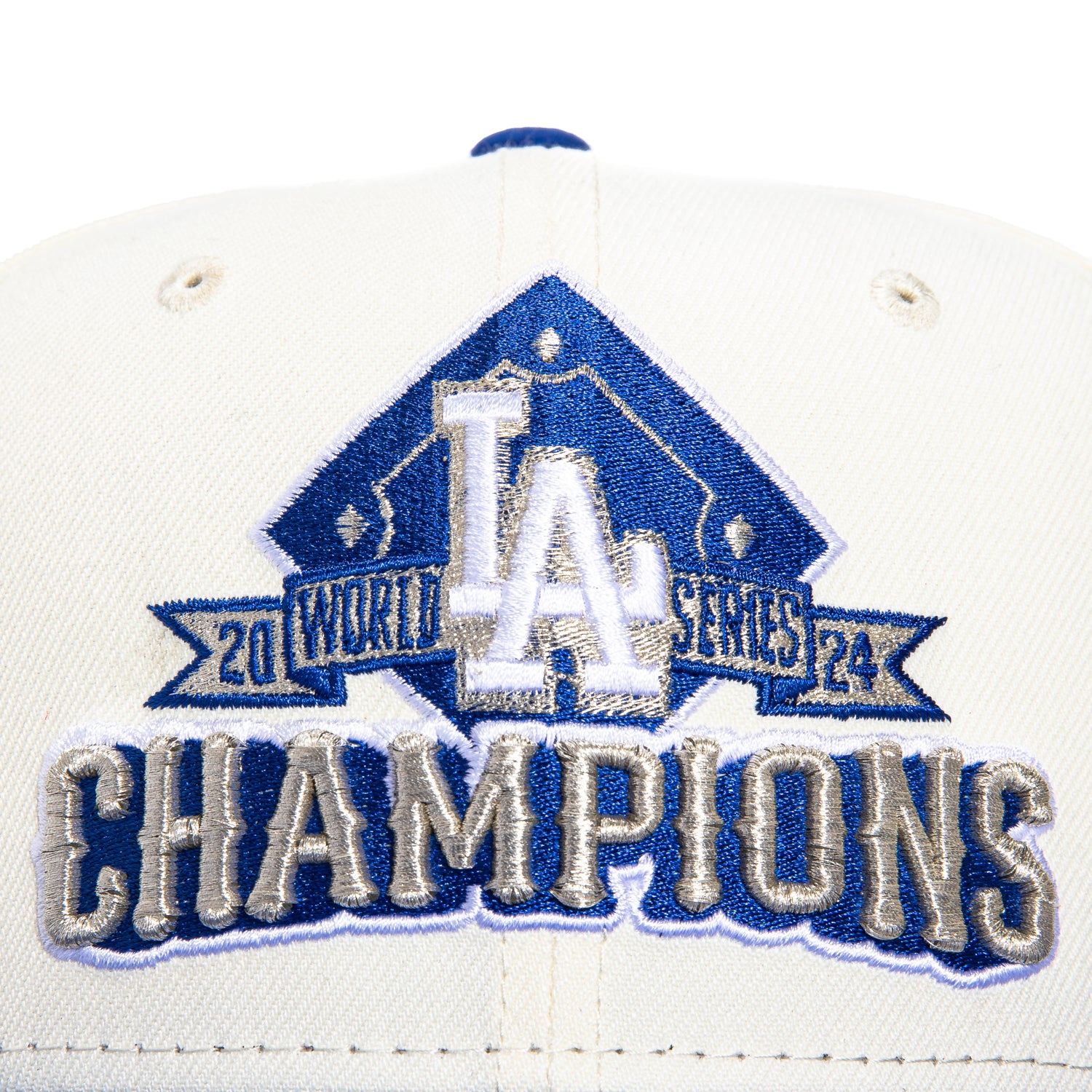 New Era 59Fifty Los Angeles Dodgers 2024 World Series Champions Snapback Hat with Embroidered Patch - White & Royal Blue - Perfect for Baseball Games, Fan Collections, and Casual Streetwear