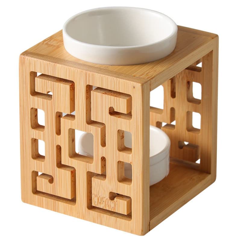90ML Chinese Hollow Wooden Essential Oil Burner - Aromatherapy Wax Melt Diffuser with Candle Holder for Yoga, Spa, Home, Bedroom Decor & Gifts | Perfect for Relaxation, Meditation & Stress Relief