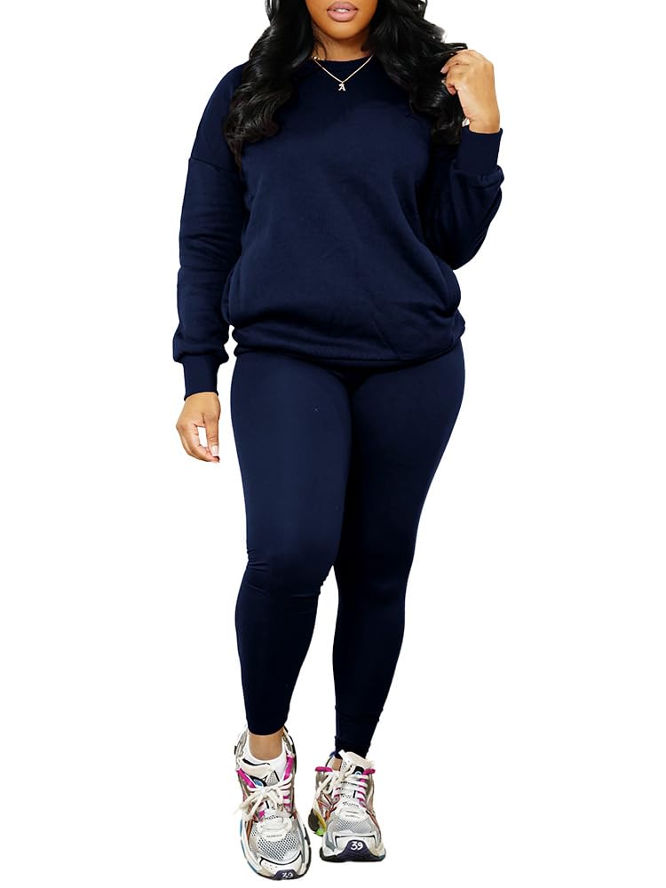 Nimsruc Women's 2-Piece Sweatsuit Set - Long Sleeve Pullover & Jogger Pants with Pockets | Casual Loungewear for Home, Gym, and Everyday Wear