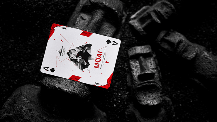 Premium Moai Playing Cards - Red Edition | Unique Hawaiian-Inspired Design for Poker, Magic Tricks & Collectors