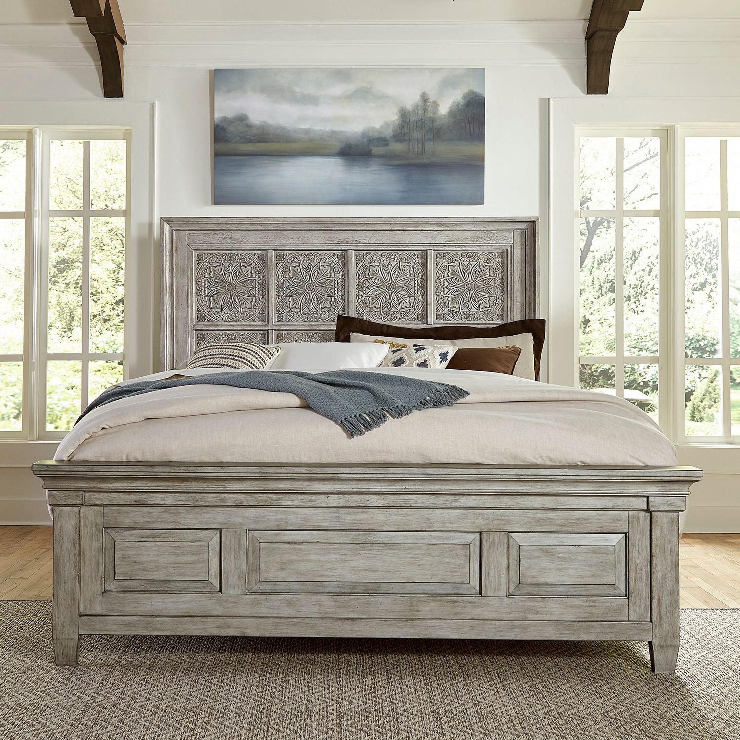 Heartland King Size Bed Frame with Headboard - 824 BR15H/16/90 - Sturdy Metal Platform Bed for Master Bedroom, Guest Room & Dormitory