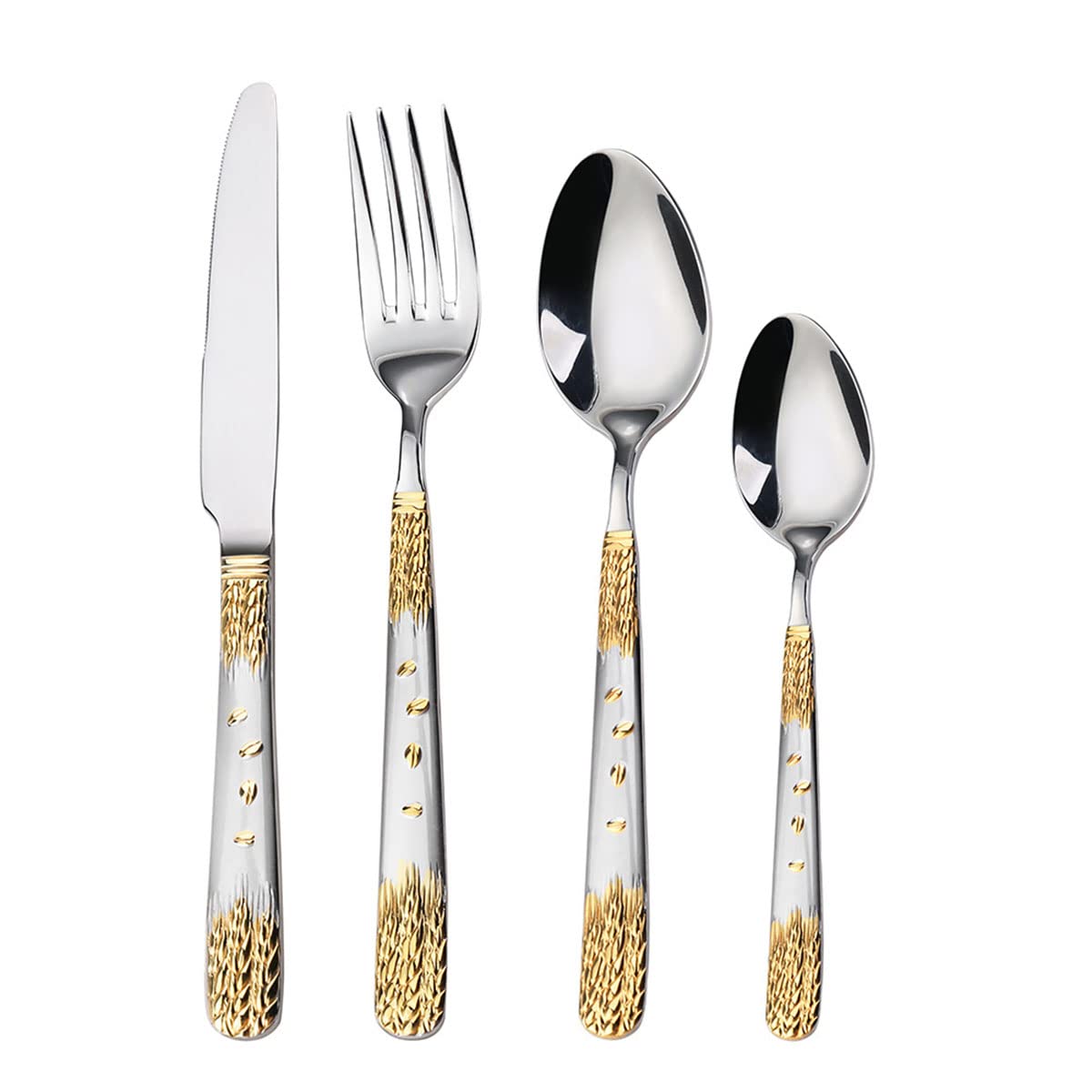 40-Piece Stainless Steel Silverware Set for 10 - Mirror Polished Flatware Cutlery Set for Home, Restaurant & Hotel Use - Elegant Wheat Ear Design - Perfect for Dinner Parties, Weddings & Daily Dining
