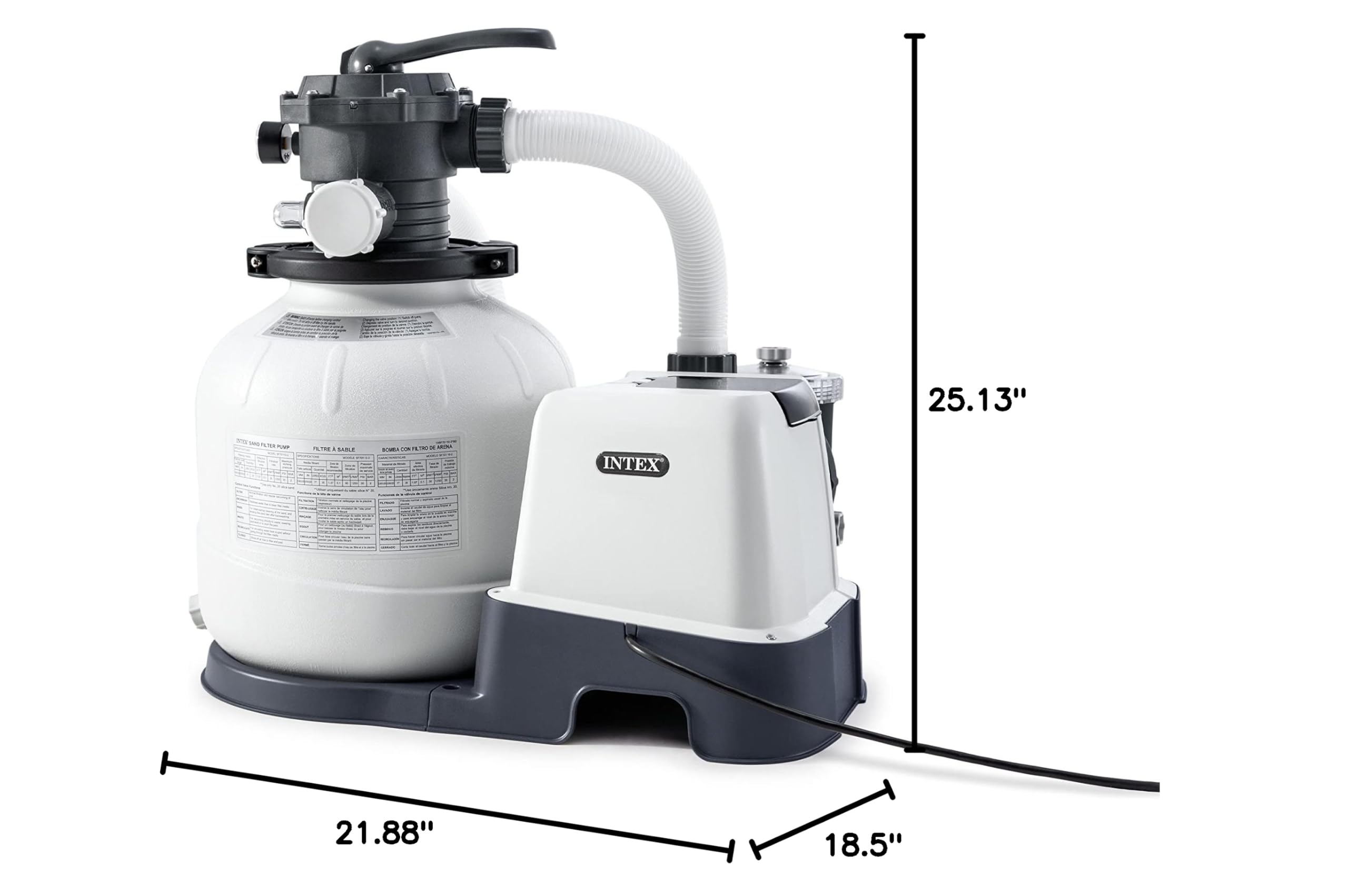 INTEX QX2100 Krystal Clear Sand Filter Pump & Saltwater System with Electrocatalytic Oxidation - 8500 Gallon Pool Filter - Removes Bacteria, Reduces Chemicals - 24hr Timer - Perfect for Inground & Above Ground Pools, Backyard Swimming Pools Maintenance