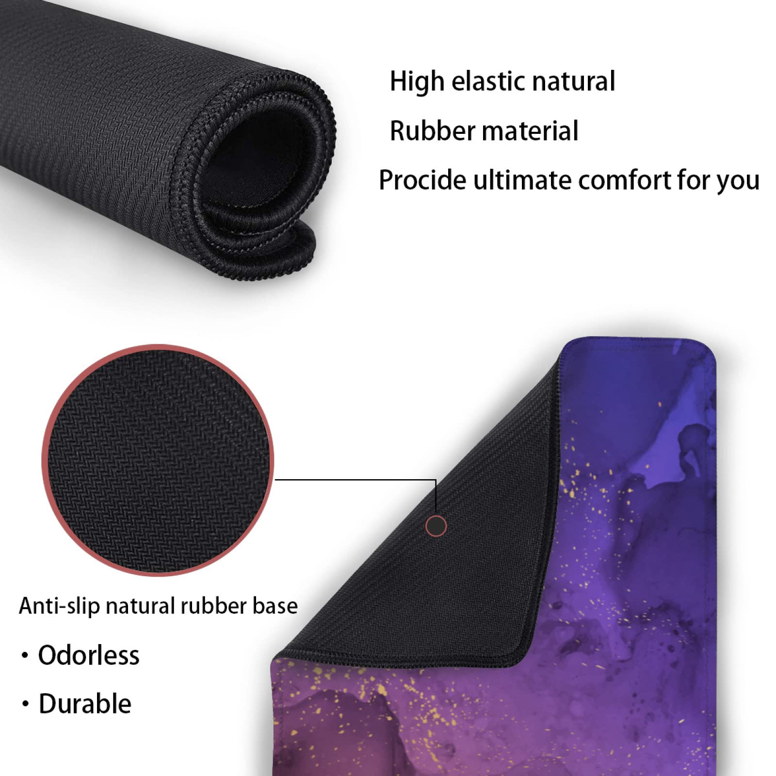 XXL Purple Watercolor Waves Gaming Mouse Pad - 35''×15.7''×0.12'' Non-Slip Desk Mat with Stitched Edges for Office, Computer & Keyboard | Perfect for Gamers, Graphic Designers & Home Office Workspace