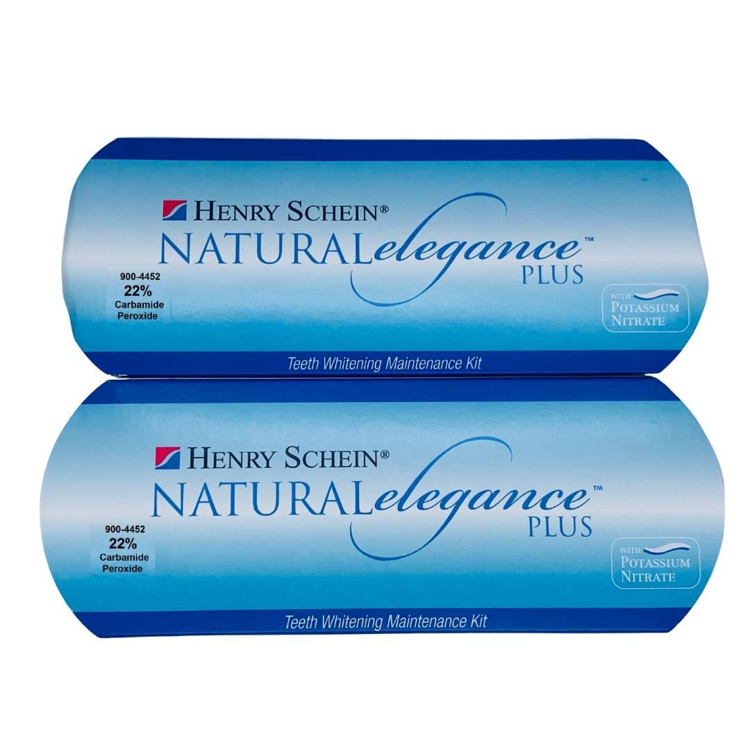 Henry Schein Natural Elegance® Plus 22% Carbamide Peroxide Mint Teeth Whitening Gel - 2 Pack (3ml Syringes) | Professional Whitening with Reduced Sensitivity | Comparable to Opalescence | Perfect for Home Use & Dental Office Whitening Treatments