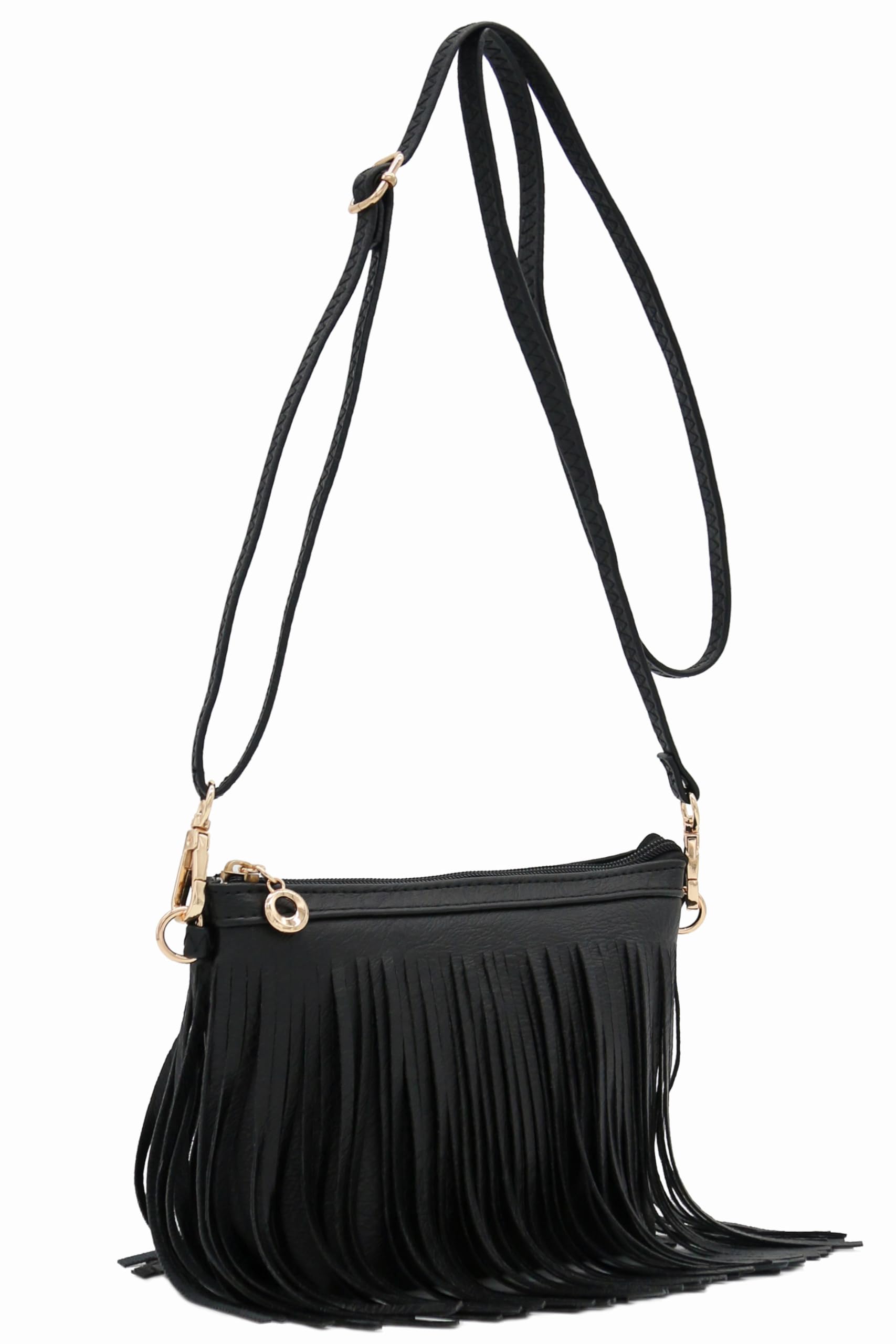 FashionPuzzle Small Fringe Crossbody Bag with Adjustable Wrist Strap - Stylish Boho Purse for Women, Perfect for Concerts, Festivals & Daily Use