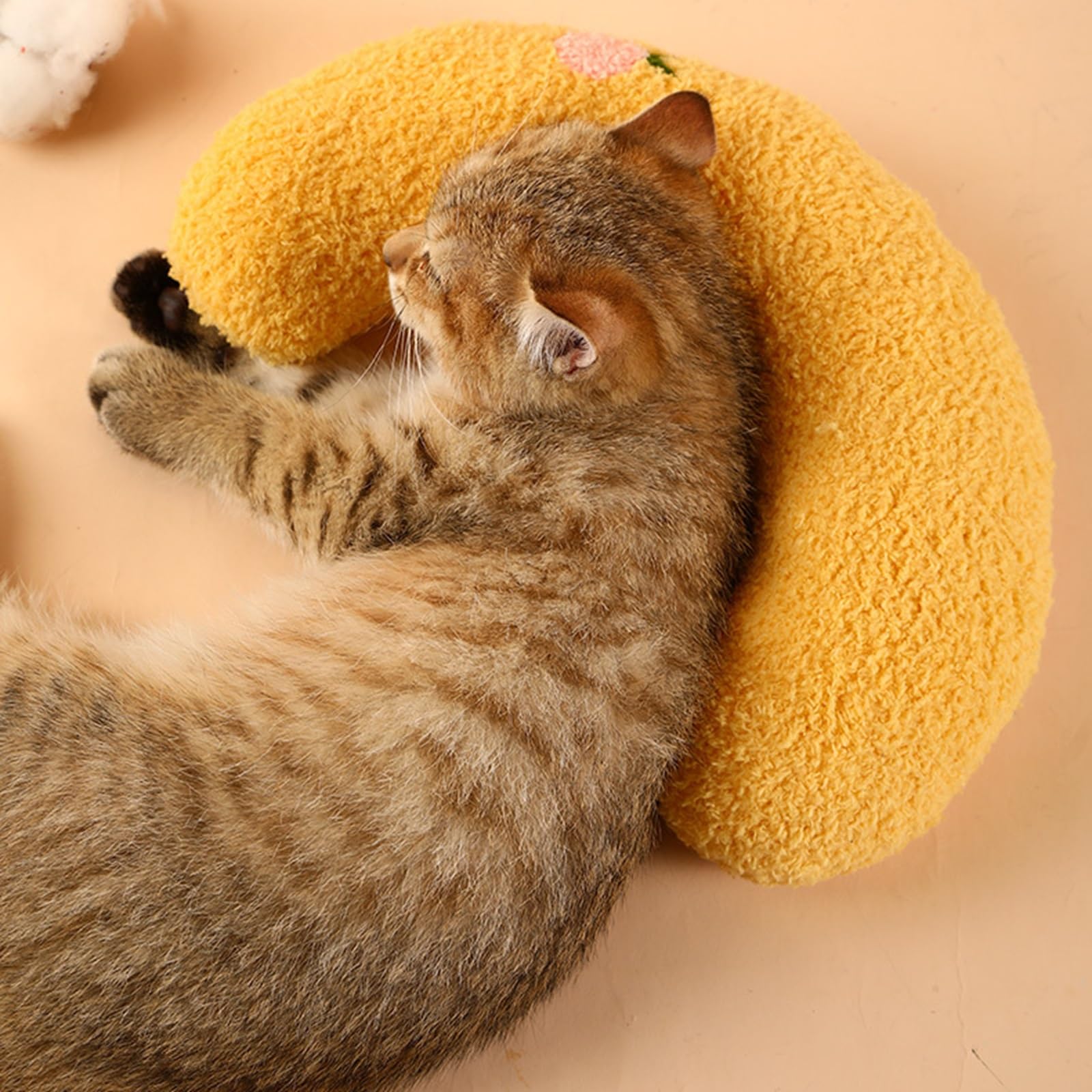 Ultra Soft Fluffy Pet Pillow for Cats & Dogs - Calming Donut Cuddler Bed for Joint Relief & Anxiety - Machine Washable White Pet Bed - Perfect for Sleeping, Relaxing & Stress Relief at Home