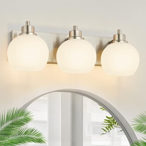 Brushed Nickel & Milk Glass