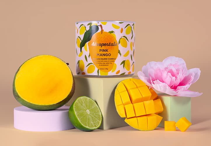 Aeropostale Pink Mango Scented Soy Candle - Long Lasting Fragrance for Home, Office & Relaxation - Perfect for Aromatherapy, Gifts & Decor