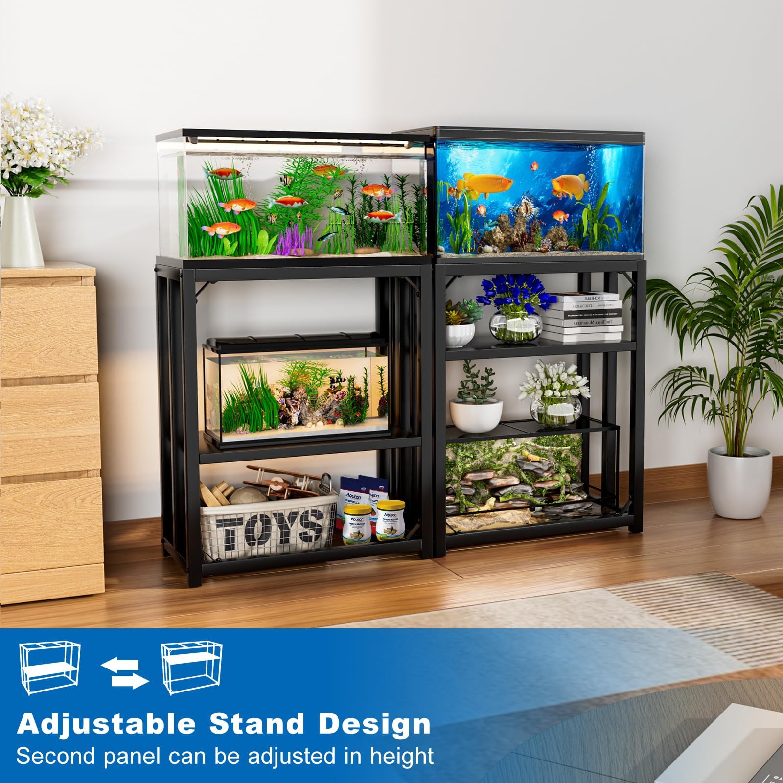 10 Gallon Aquarium Stand - Heavy Duty 660LBS Capacity Metal Tank Stand for Reptile Terrarium, 24.8