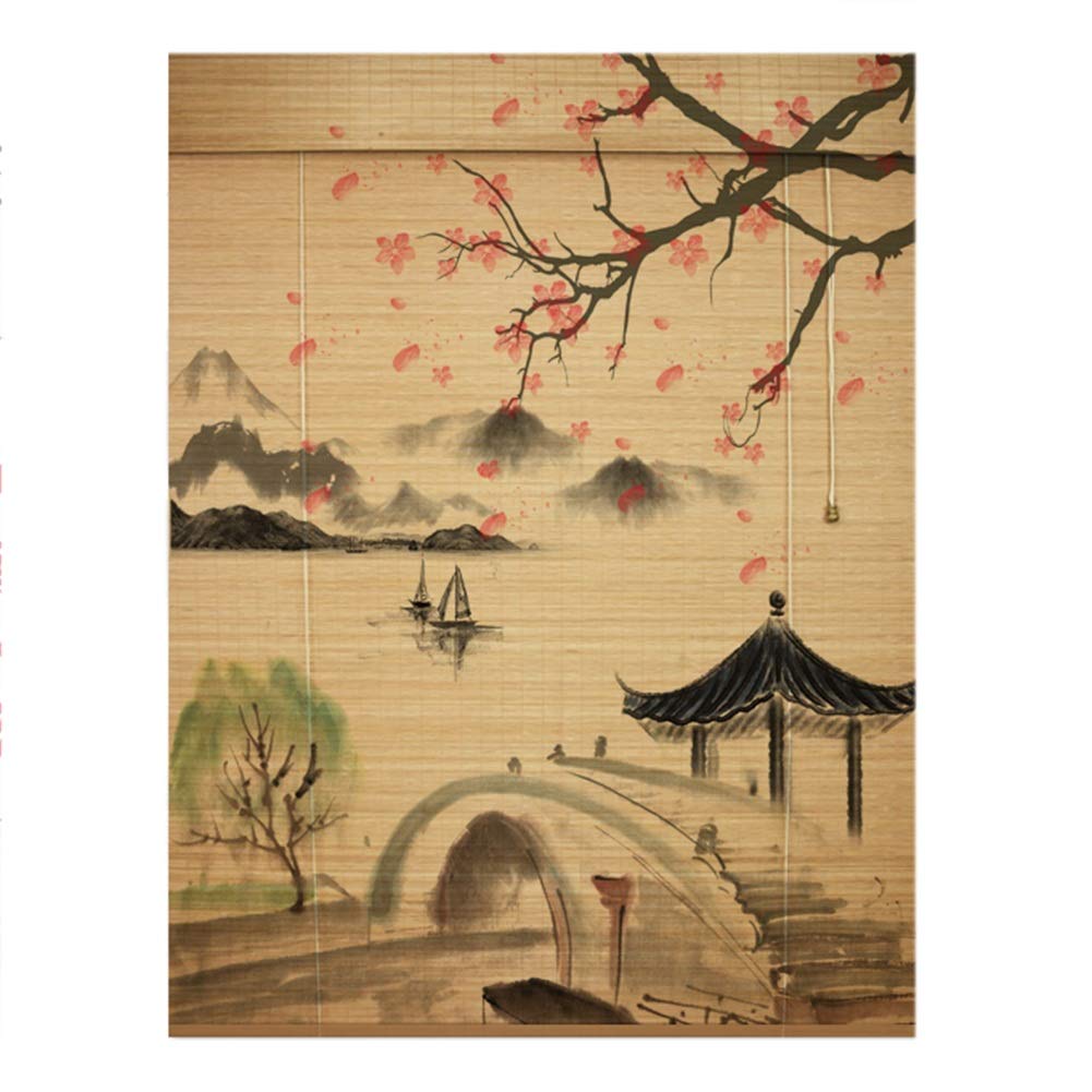 **Eco-Friendly Bamboo Roller Shades - Custom Roman Window Blinds for Sun Protection & Ventilation | 2 Colors, 100x200cm (Color A) | Perfect for Balcony, Living Room & Bedroom Privacy**