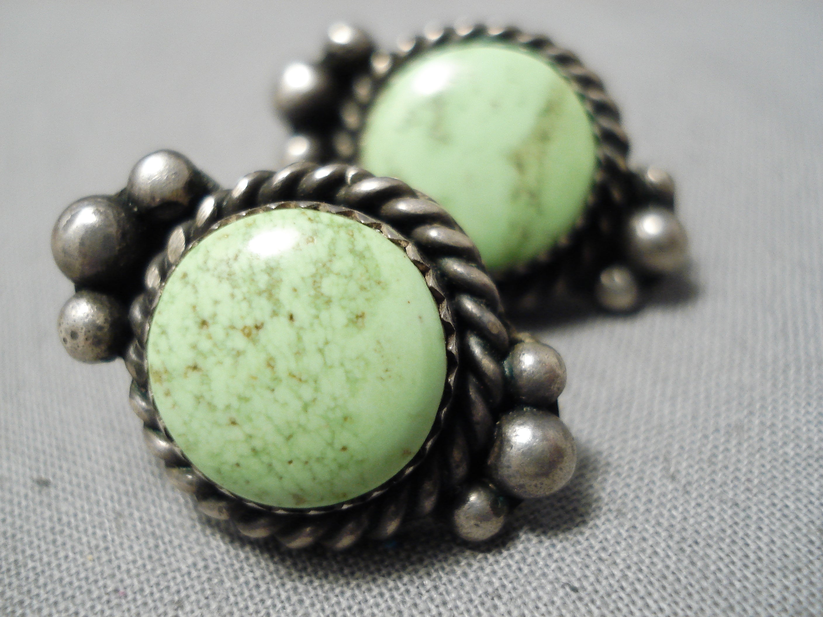 Vintage Navajo Gaspeite Sterling Silver Native American Earrings - Handmade Turquoise Jewelry for Women - Perfect for Boho, Southwest & Festival Fashion