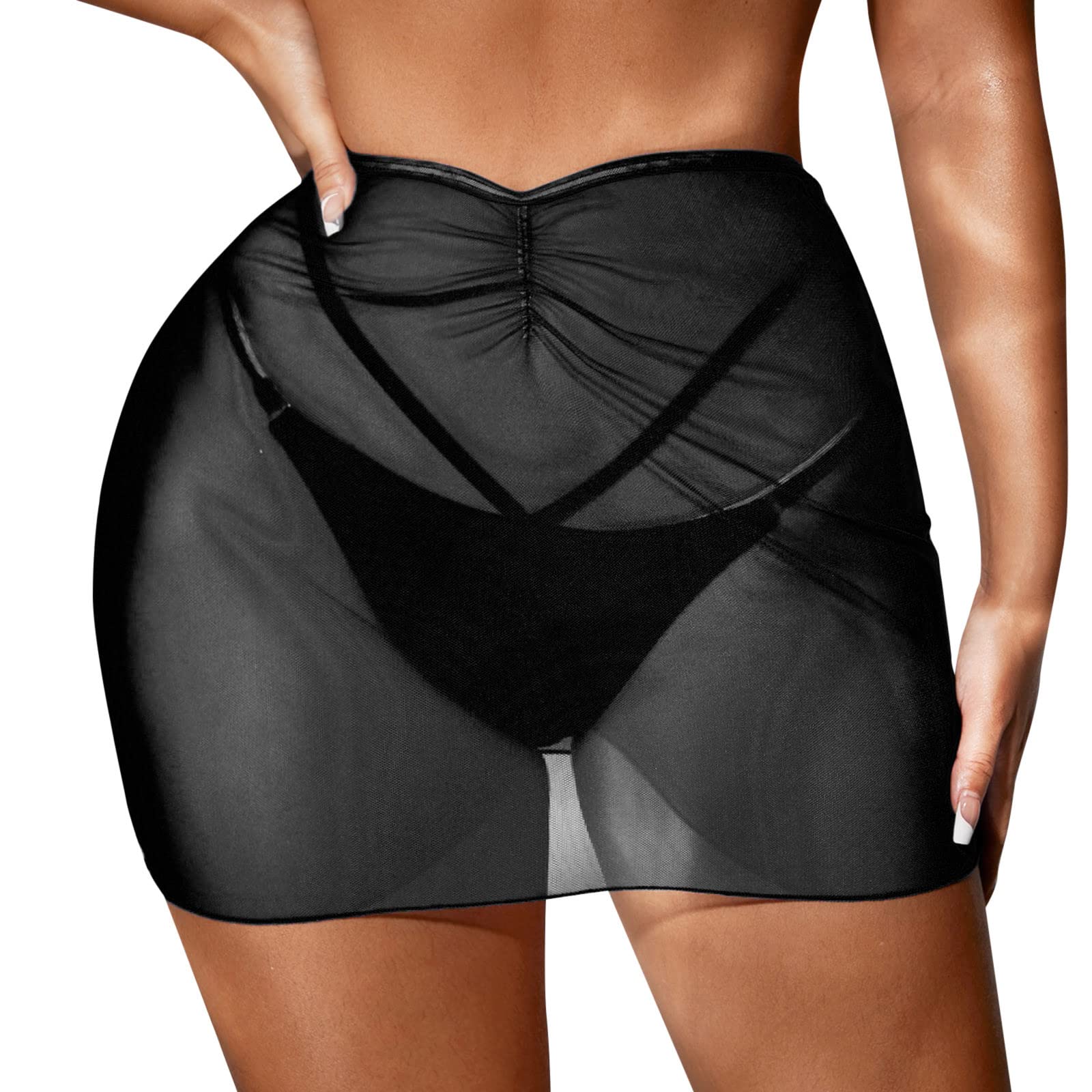 **Plus Size Bikini Cover Up Shorts for Women - Sheer Mesh Beach Short Skirt - Perfect for Pool, Beach & Vacation Outfits**