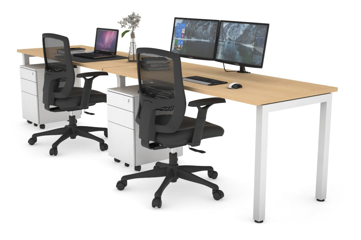 2-Person Office Workstation with Quadro Square Legs - 1400L x 700W Dimensions - Perfect for Collaborative Workspaces & Modern Office Desks