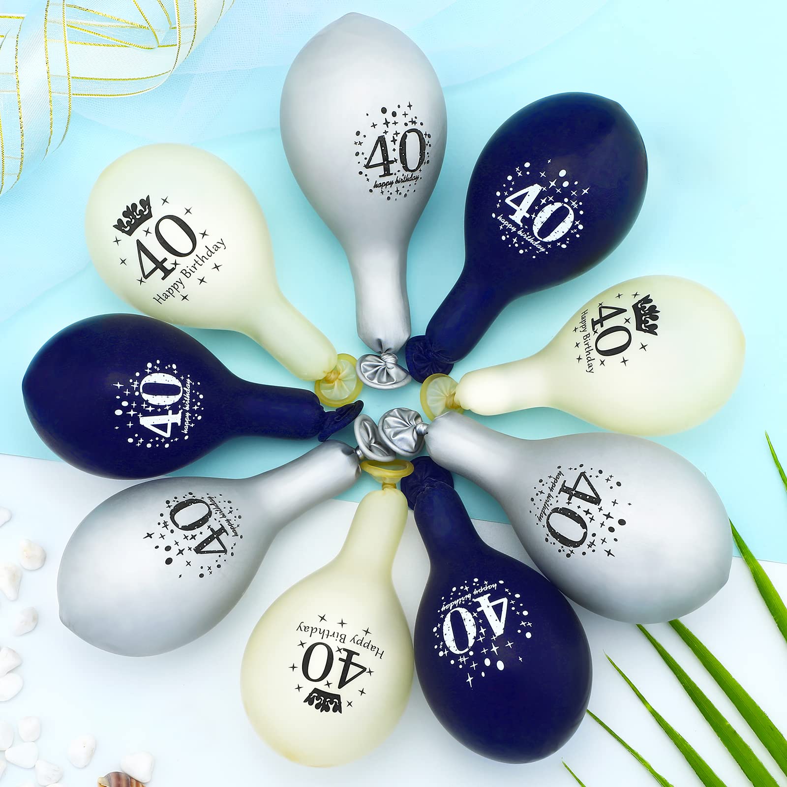 40th Birthday Latex Balloons - 40Pcs Navy Blue & Silver Happy 40th Birthday Party Decorations for Men & Women - Perfect for 40th Birthday Parties, Anniversaries, Milestone Celebrations & Balloon Arches