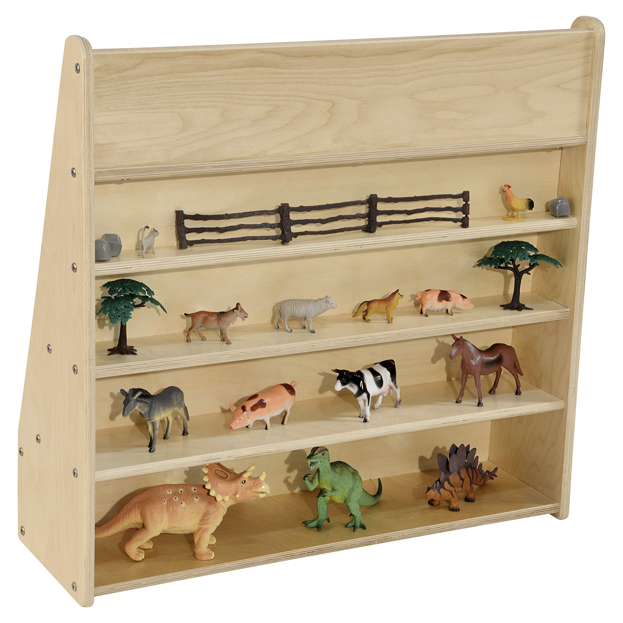 Contender 5-Shelf Book Display Stand for Daycare, Classroom & Preschool - Single-Side Kids Bookcase with Rear Storage (30-inch Wide, Fully Assembled, Made in USA) - Perfect for Organizing Children's Books in Educational Settings