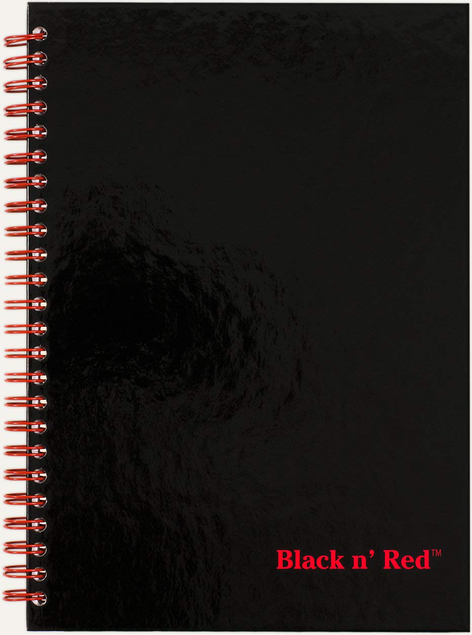 Premium Black n' Red Twin Spiral Hardcover Notebook - Medium Size, 70 Ruled Sheets, Pack of 6 (L67000) - Perfect for Office, School & Journaling