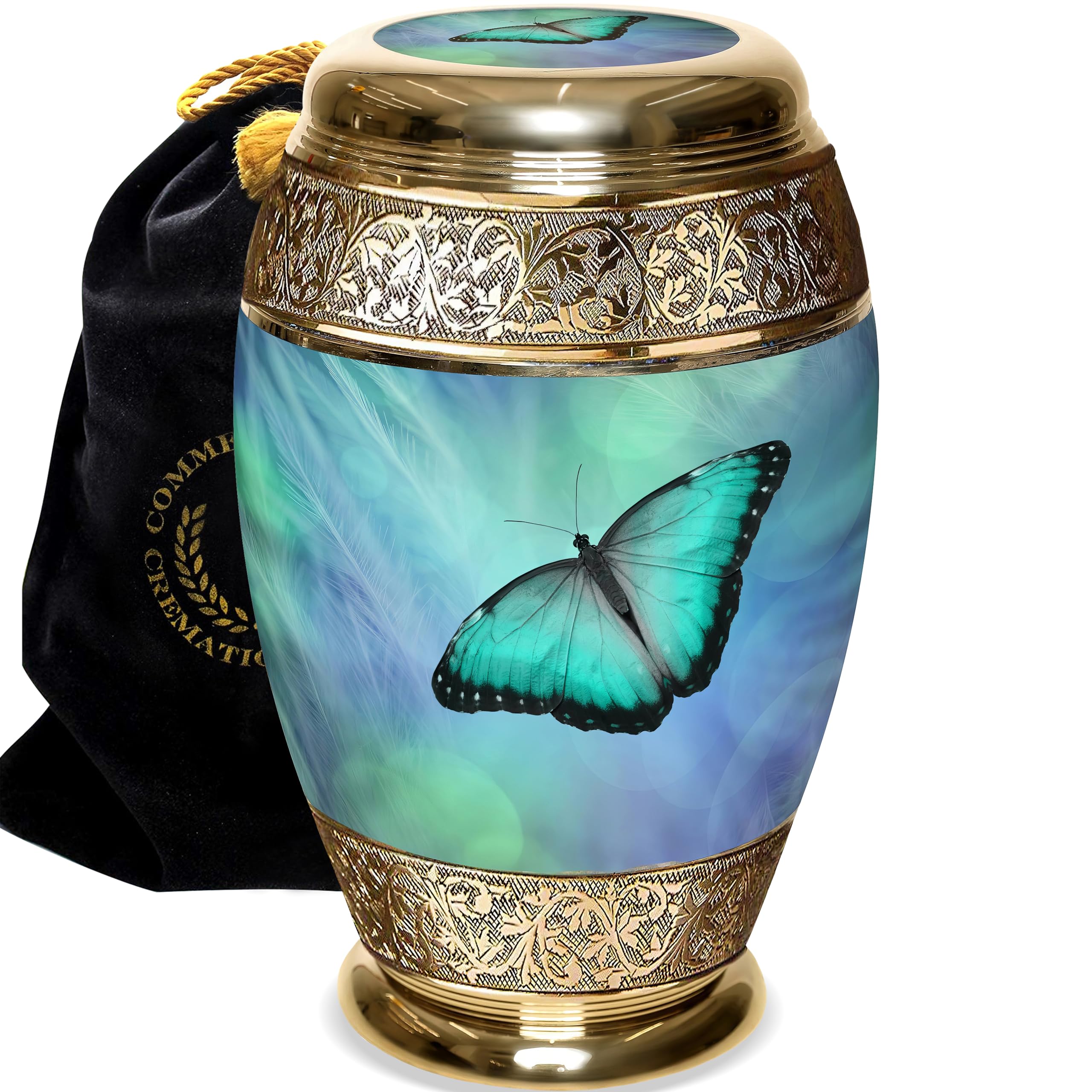 Extra Large Butterfly Cremation Urn for Ashes - Personalized Memorial Urn for Women, Handcrafted Adult Female Ashes Container - Decorative Keepsake for Home Memorial, Funeral Display & Celebration of Life Ceremony