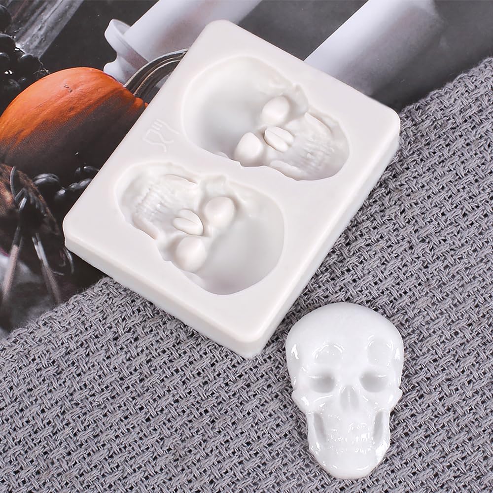 KOOBOOK 1Pcs Creative Skeleton Head Skull Silicone Mold for Cake Decorating, Chocolate, Candy, Pastry DIY - Perfect for Halloween, Birthday Parties, and Themed Desserts