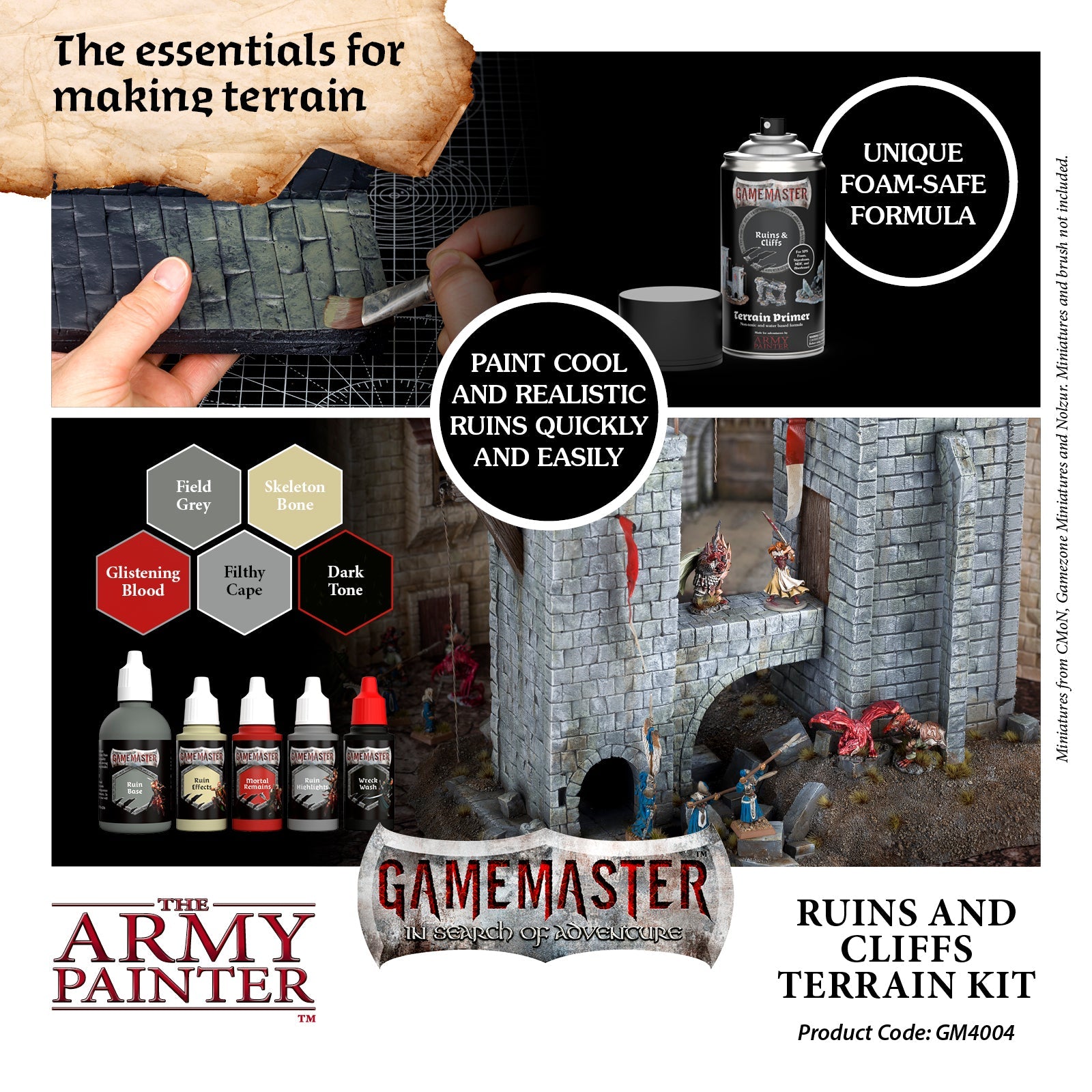 GameMaster Terrain Kit: Ruins & Cliffs - Modular Wargaming Scenery for Tabletop RPG & Miniature Battles - Perfect for Dungeons & Dragons, Warhammer & Fantasy Gaming