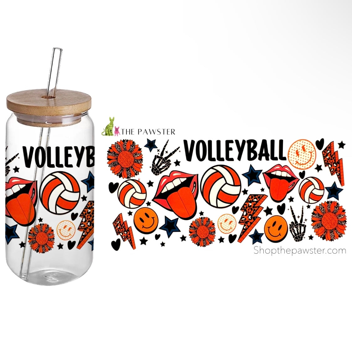 #109 Volleyball 16oz Tumbler with Handle - Insulated Stainless Steel Water Bottle for Sports, Gym & Outdoor Activities