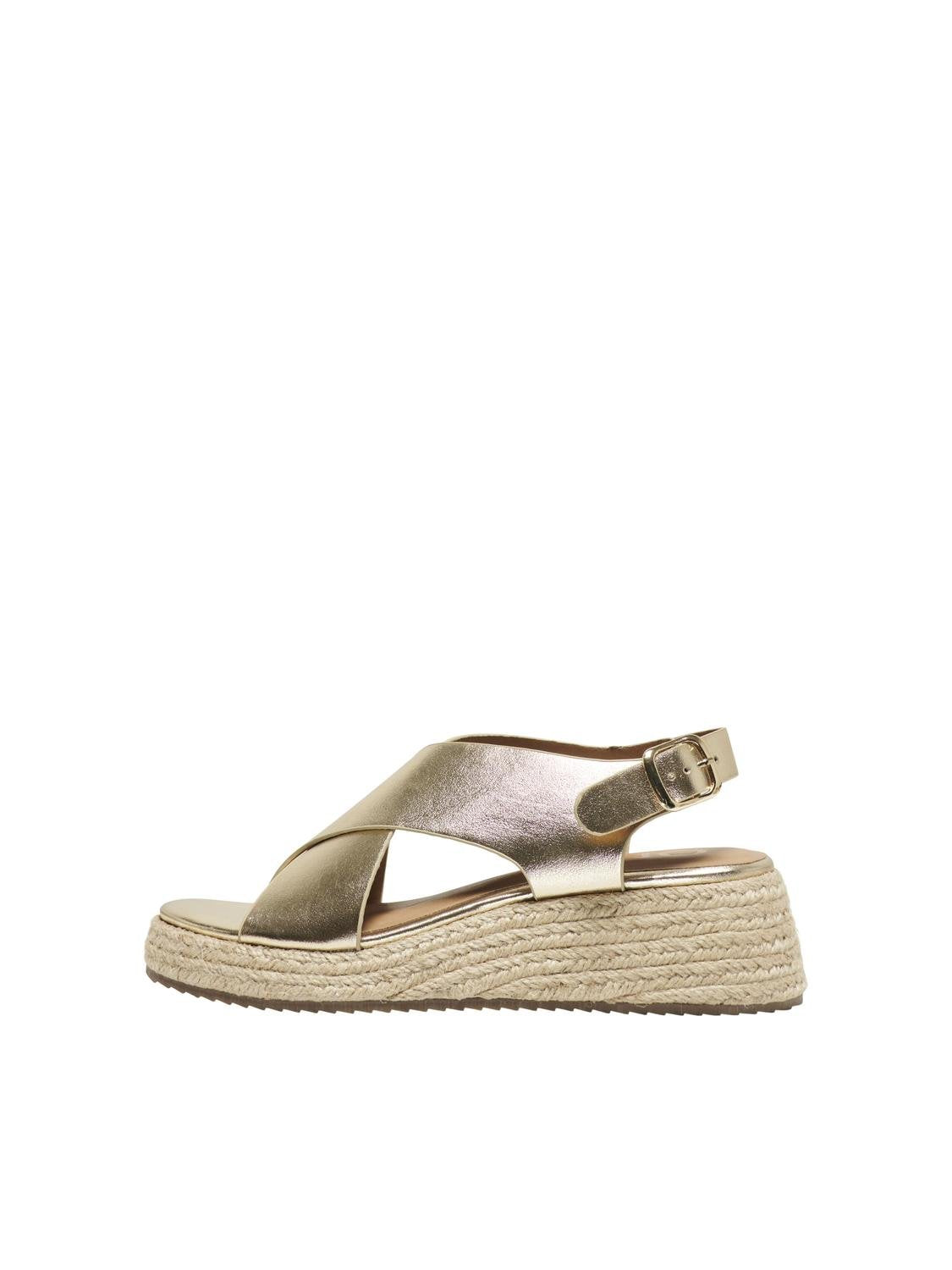 Erva Women's Gold Cross Strap Espadrilles - Comfortable Summer Sandals for Beach, Vacation & Casual Outings