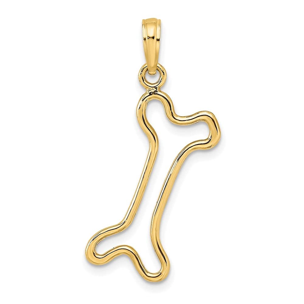 14K Gold Dog Bone Charm Pendant Necklace for Women - Elegant Cut-Out Polished Fine Jewelry Gift for Pet Lovers, Perfect for Valentine's Day, Birthday & Anniversary Gifts