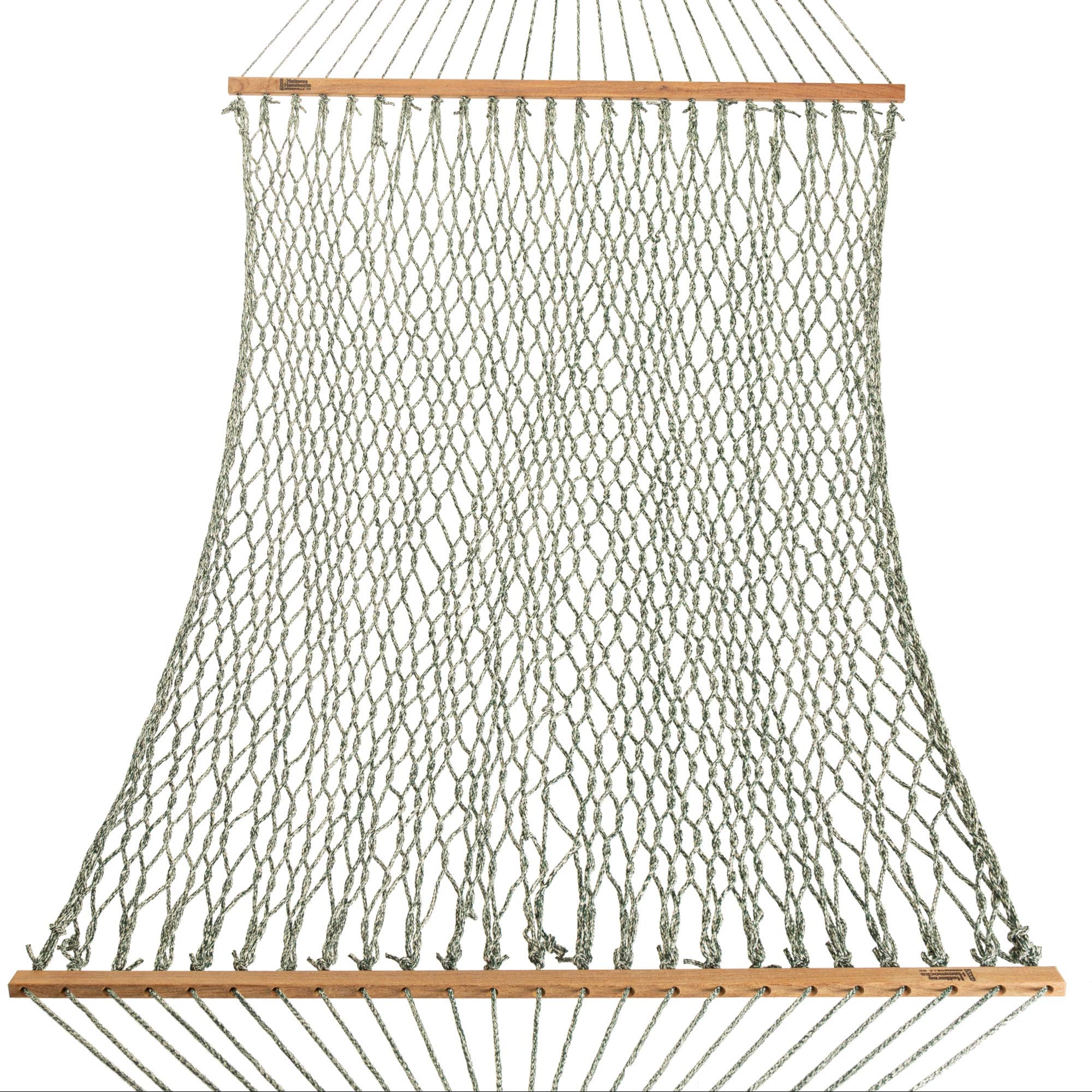 Hatteras Hammocks Premium Green Oatmeal Heirloom Tweed DuraCord Rope Hammock - Free Extension Chains & Tree Hooks - Handmade in USA - 450 LB Capacity (13ft x 60in) - Perfect for Backyard, Patio, Beach & Camping Relaxation
