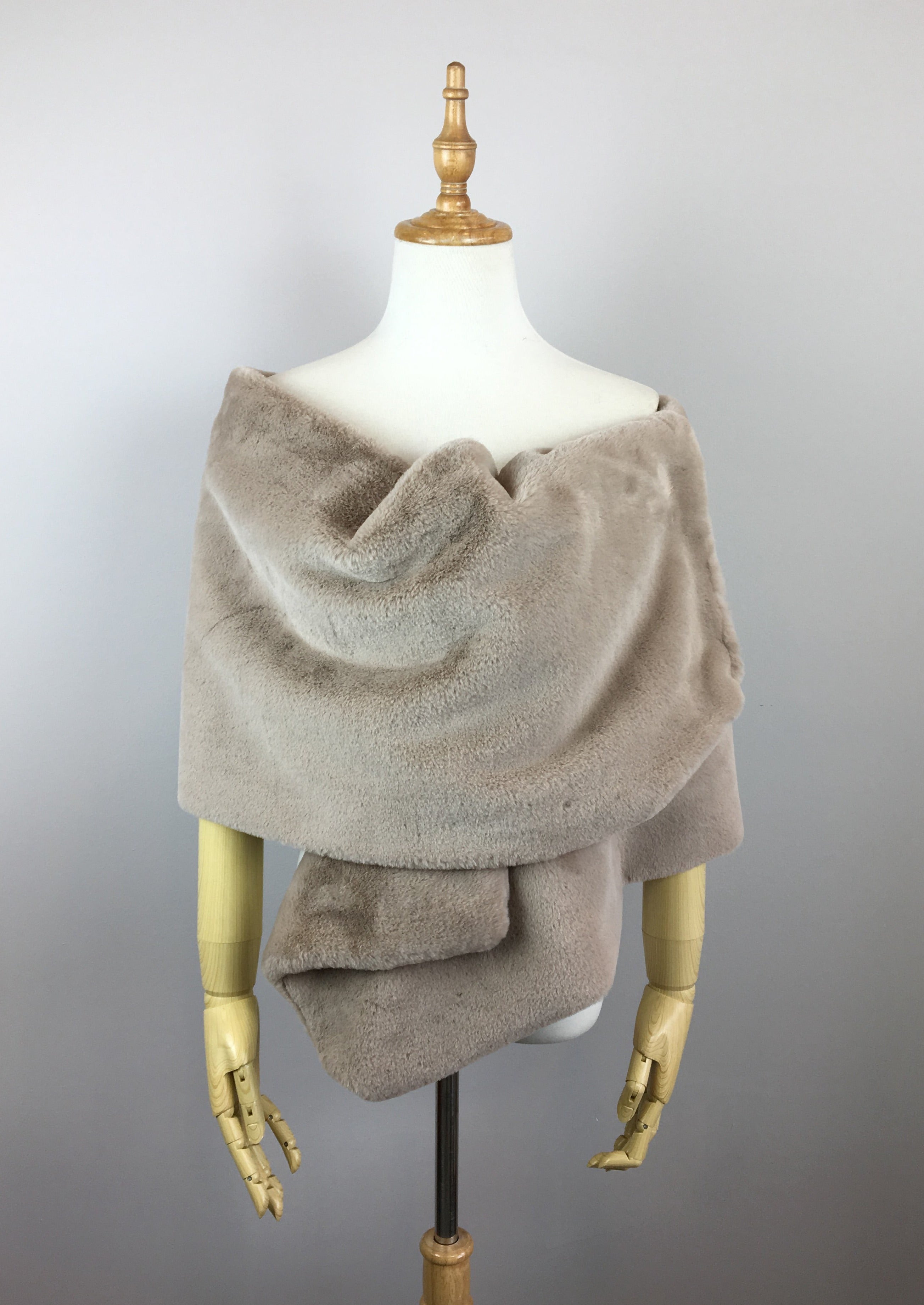 Light Brown Double Sided Fur Shawl Wrap - Soft & Luxurious Winter Scarf for Women (Jenny Brw05) - Perfect for Cold Weather, Evening Outfits & Holiday Fashion