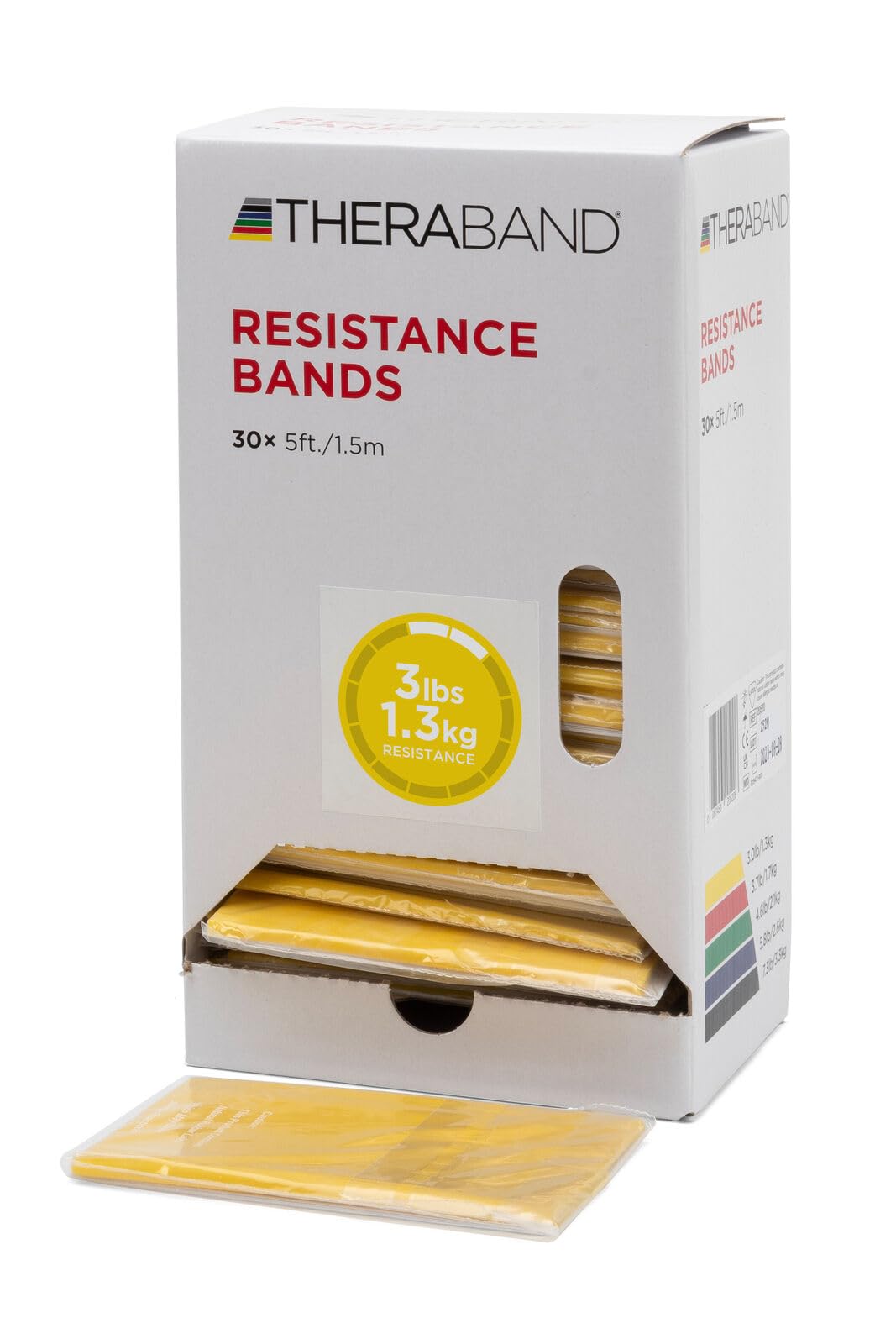 THERABAND Resistance Bands - 5 Foot Latex Exercise Bands (30 Pack) for Strength Training, Physical Therapy & Home Workouts | Yellow Thin Bands for Beginners | Perfect for Pilates, Rehab & Full Body Toning