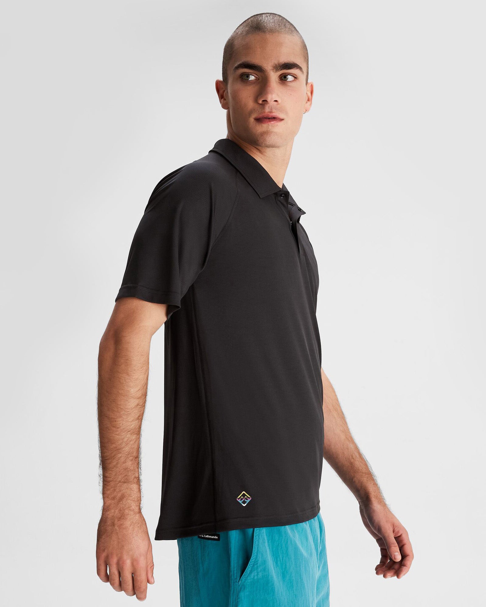 Men's SUN Stopper LT Polo Shirt - UPF 50+ Sun Protection, Moisture-Wicking & Breathable Performance Shirt in Black Stingray | Golf, Tennis, Outdoor Activities & Casual Wear