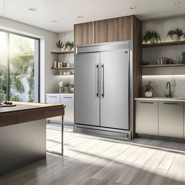 60 Inch Maderno 2-Piece Convertible Built-In Refrigerator Freezer with Decorative Grill Trim - 27.2 cu.ft Capacity - Stainless Steel - FFFFD1722 60S - Perfect for Modern Kitchens and Open-Concept Living Spaces